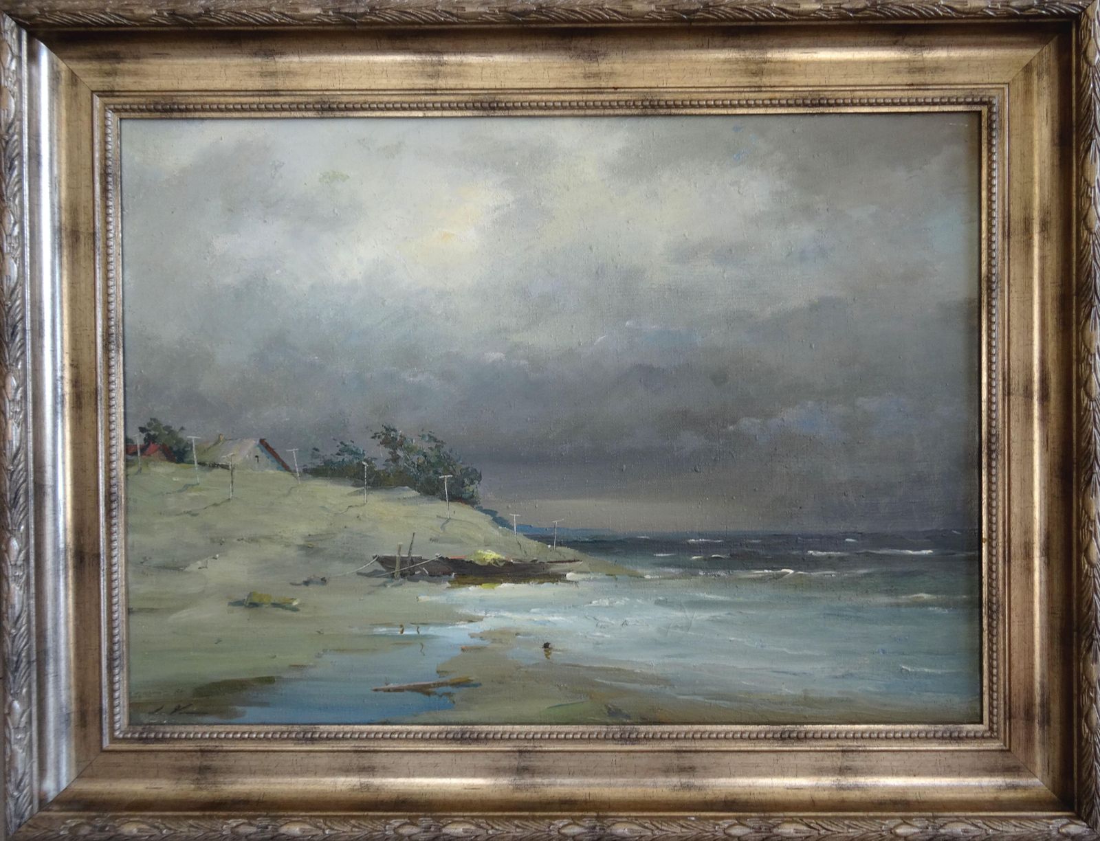Stanislav Kreics Sea.Canvas, Oil 1980 photo furniture
