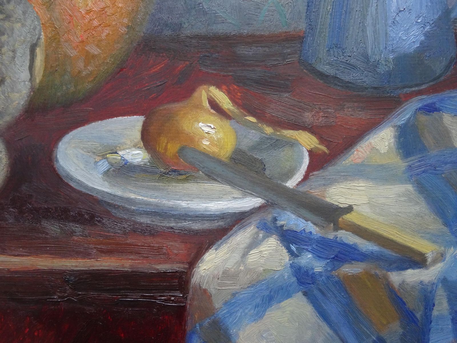 Bernards Mednitis Still Life With Blue Coffee Pot. Oil On Cardboard, 1978 photo Art