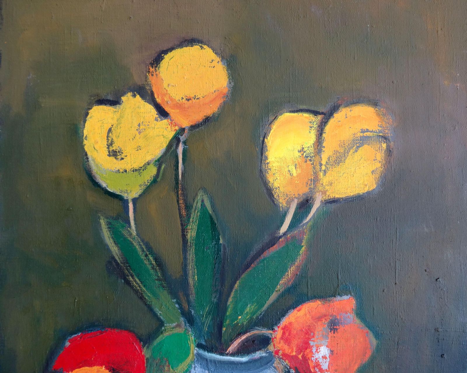 Aleksandr Rodin Seven Tulips. Oil On Canvas 1979 photo Art