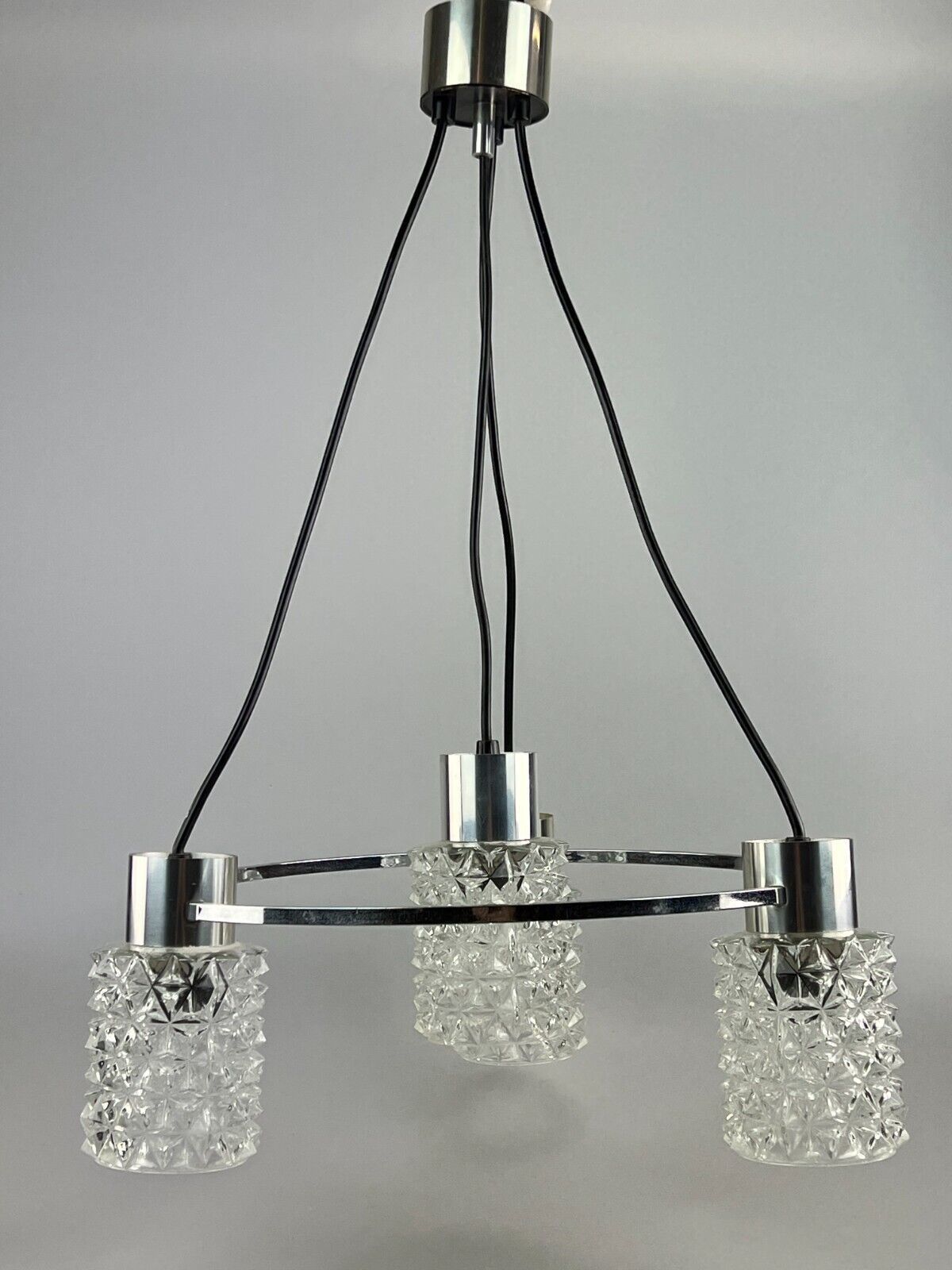 60er 70er Jahre Lampe Leuchte Deckenlampe Kronleuchter Glas Chrome Space Age photo furniture
