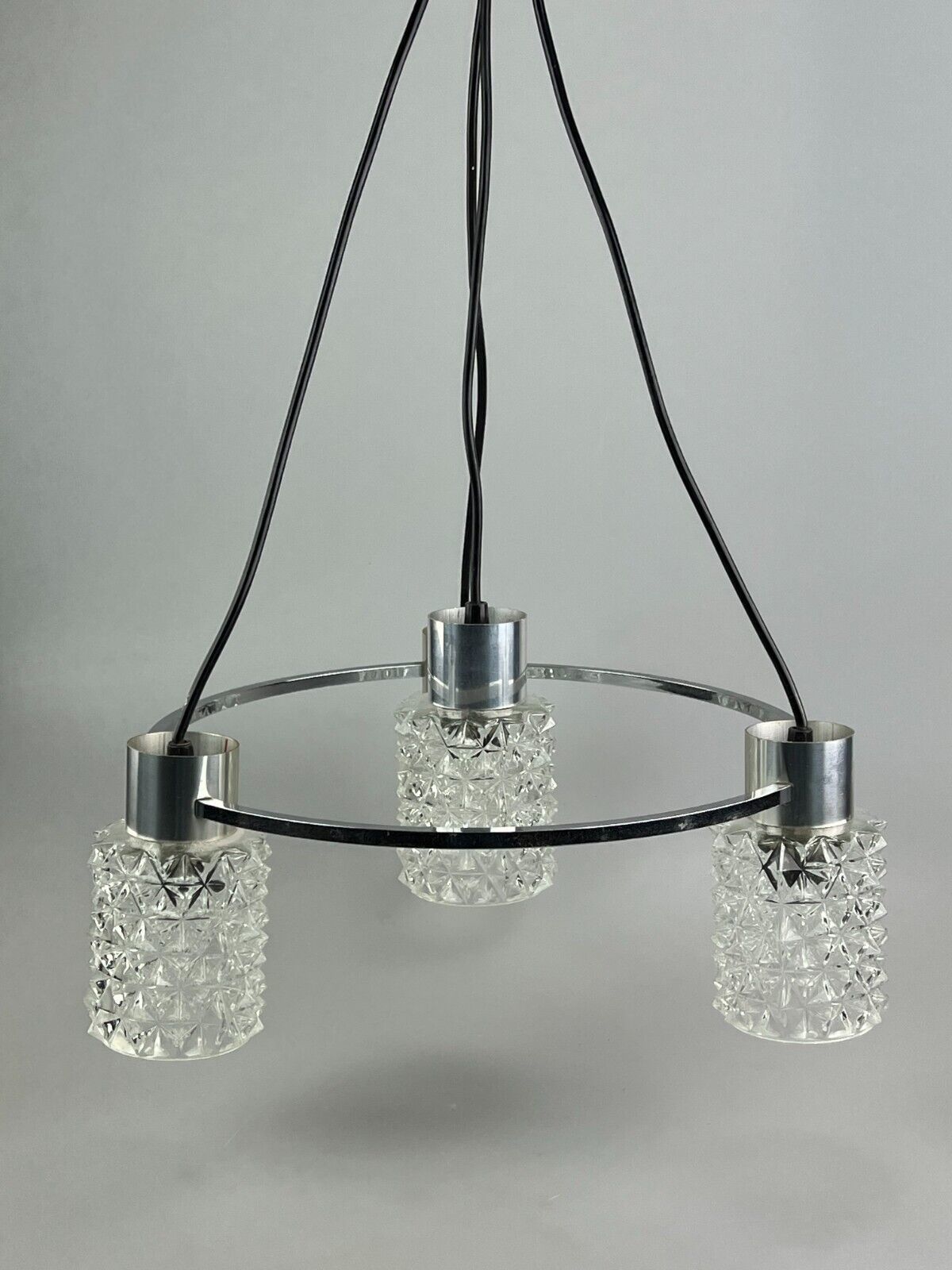 60er 70er Jahre Lampe Leuchte Deckenlampe Kronleuchter Glas Chrome Space Age photo vintage