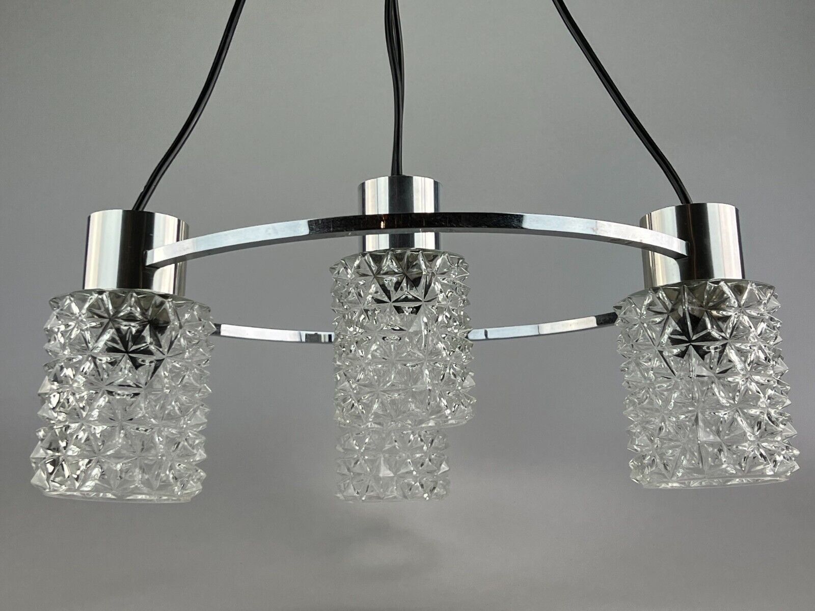 Lighting 60er 70er Jahre Lampe Leuchte Deckenlampe Kronleuchter Glas Chrome Space Age photo