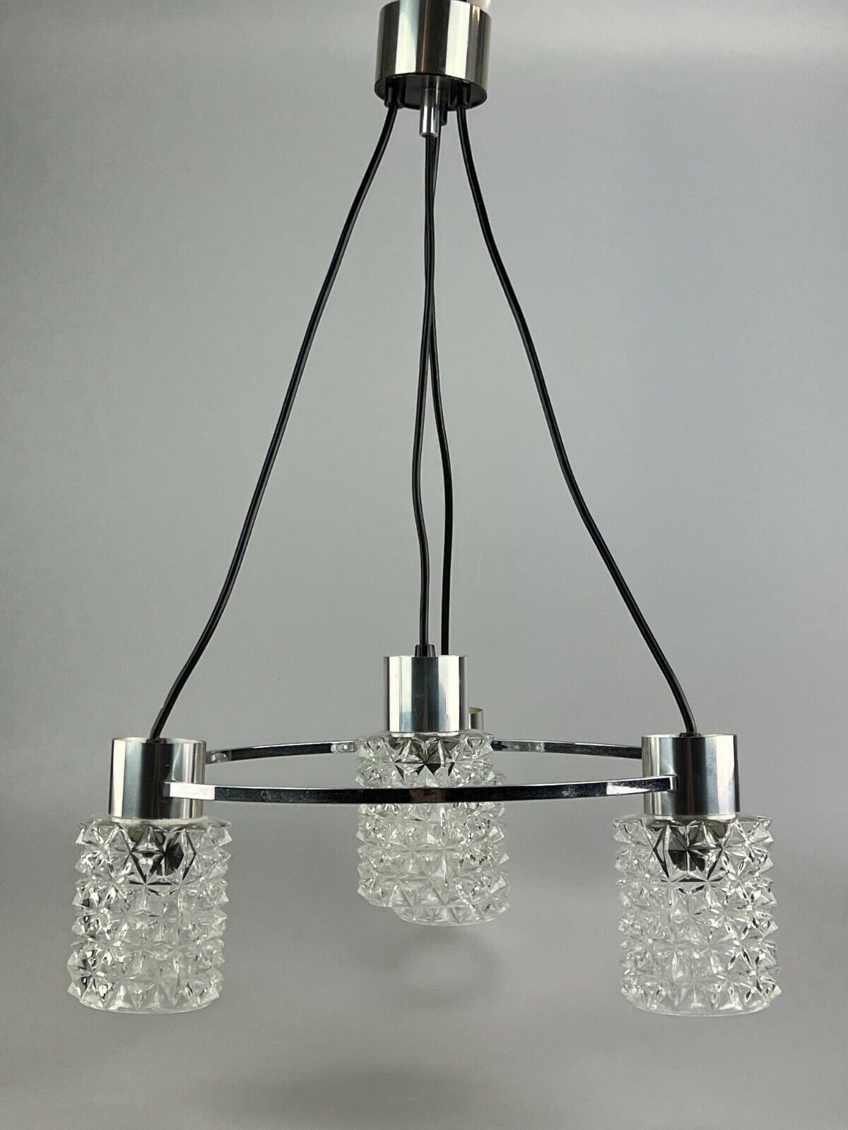344.0 60er 70er Jahre Lampe Leuchte Deckenlampe Kronleuchter Glas Chrome Space Age photo