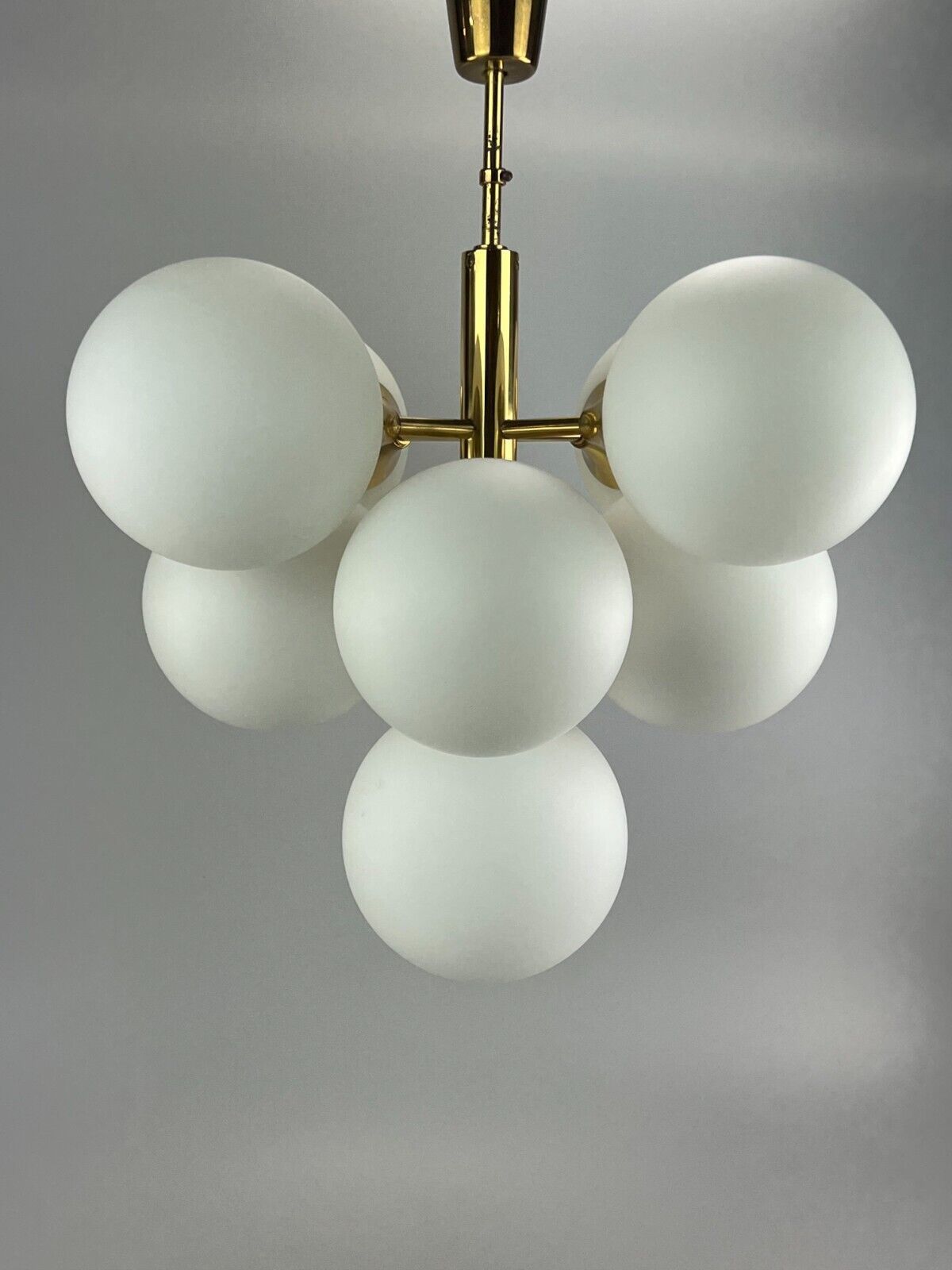 60s 70s 9 Flame Sputnik Chandelier Kaiser Leuchten Opal Glass Design photo furniture