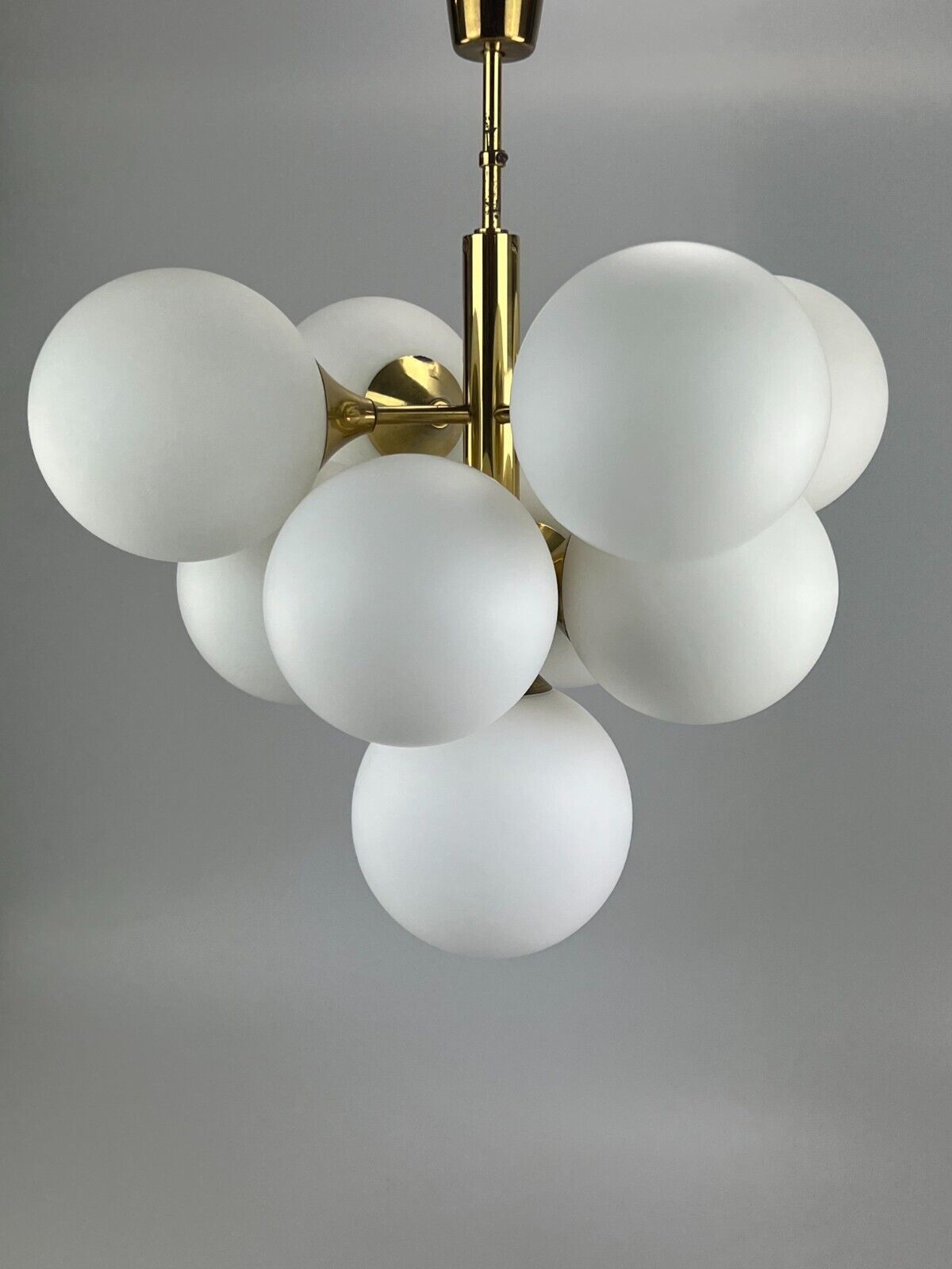60s 70s 9 Flame Sputnik Chandelier Kaiser Leuchten Opal Glass Design photo for sale