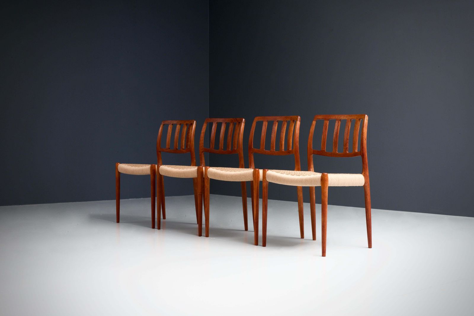 Set Of 4 Newly Upholstered Dining Chairs By Niels Otto Møller, Denmark, 1960's photo furniture