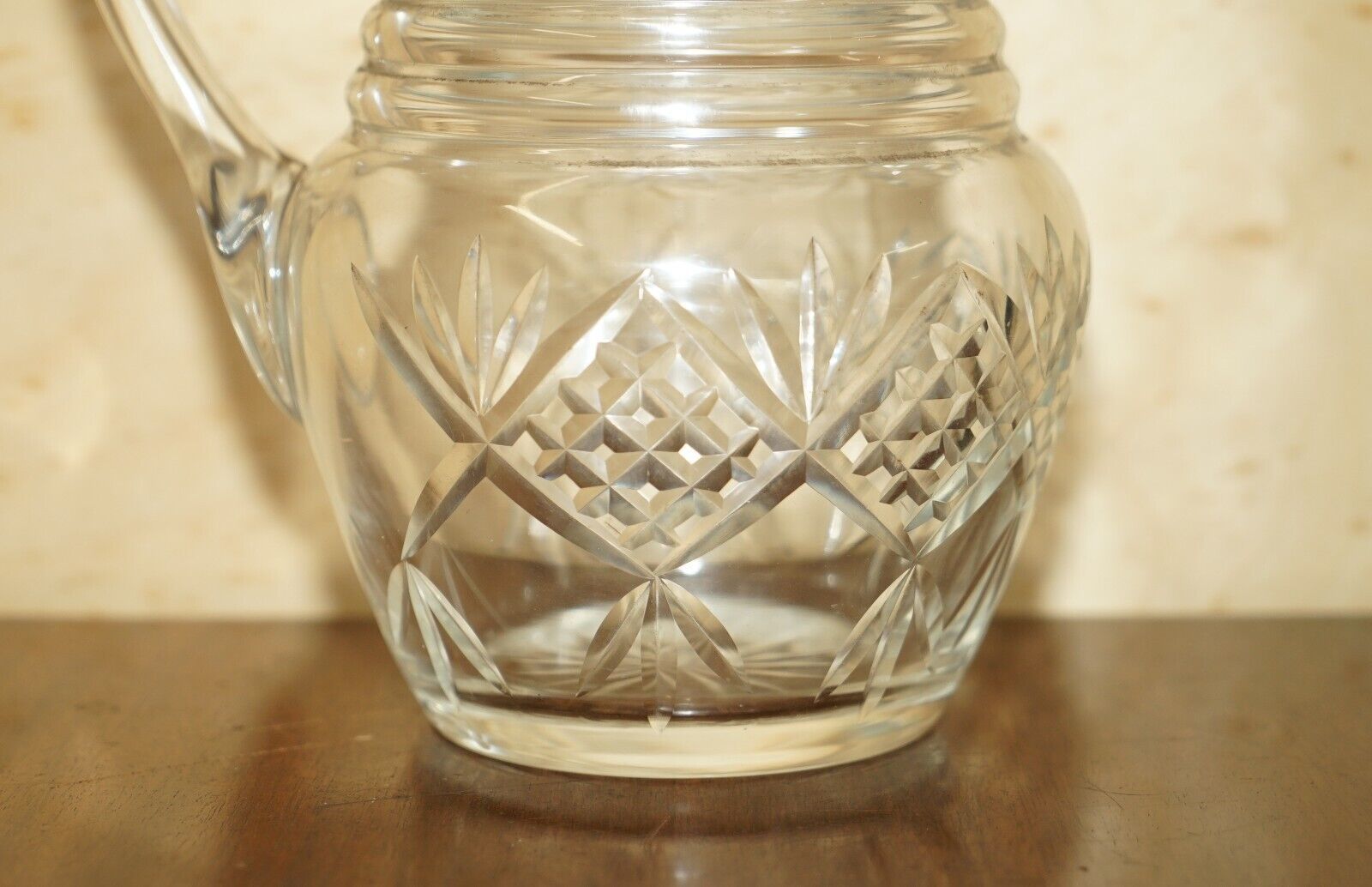 Vintage Pair Of Circa 1930's Heavy Cut Glass Jug Art Deco Jugs Cockatail Bar Etc photo 250.0