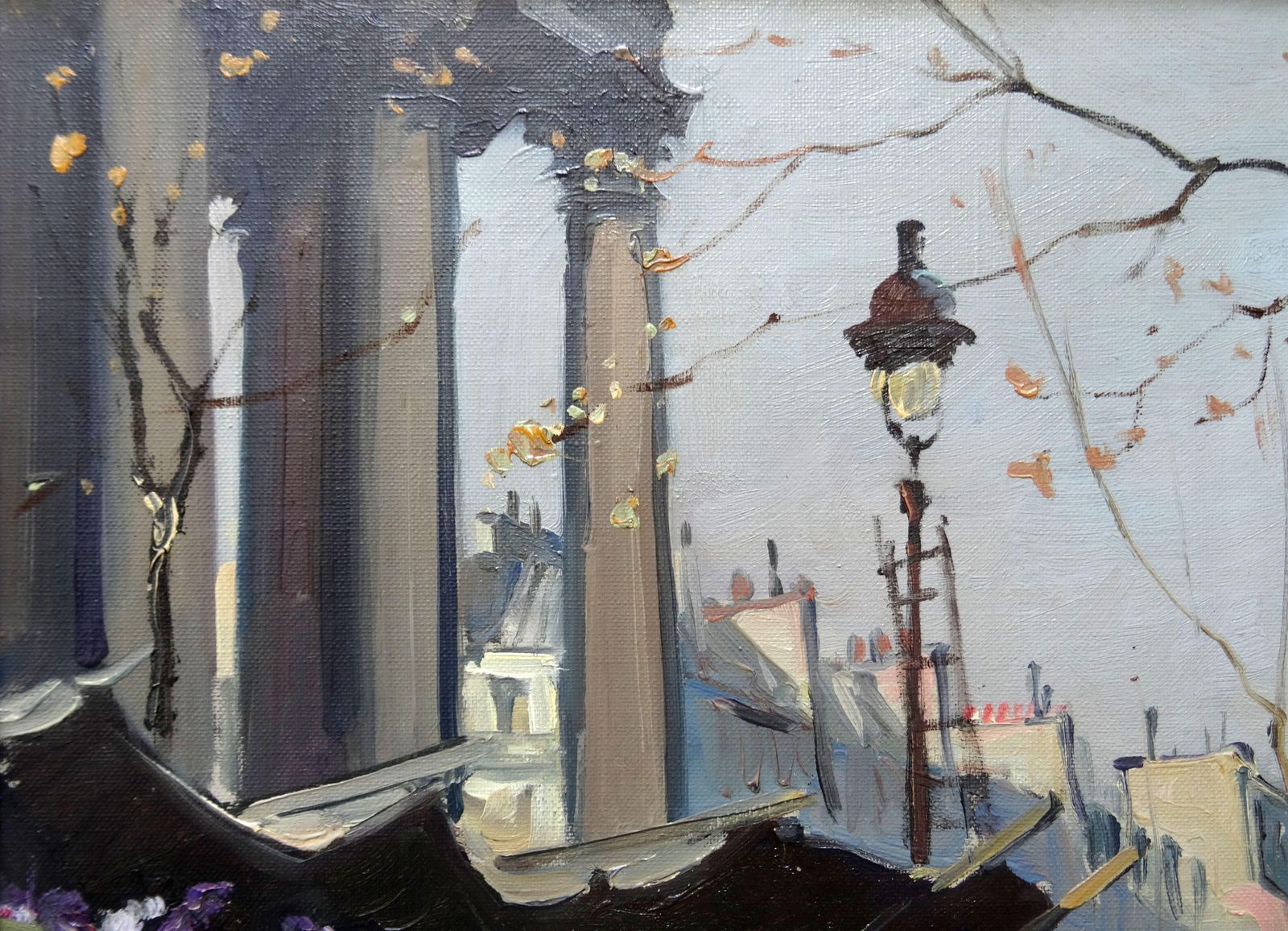 Constantine Kluge Flower Market In Front Of The Madeleine In Paris. Oil On Canvas photo 8227.0