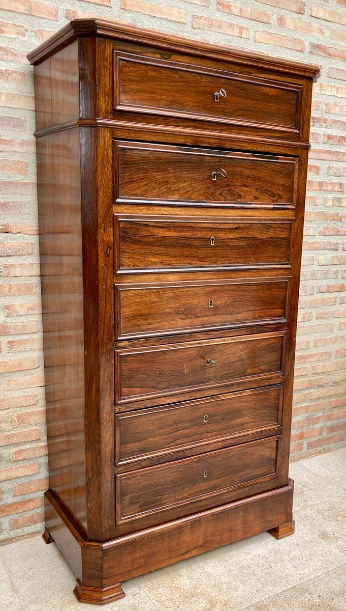 Mid 19th Century French Louis Philippe Carved Walnut Secretary Cabinet, 1890s photo buy