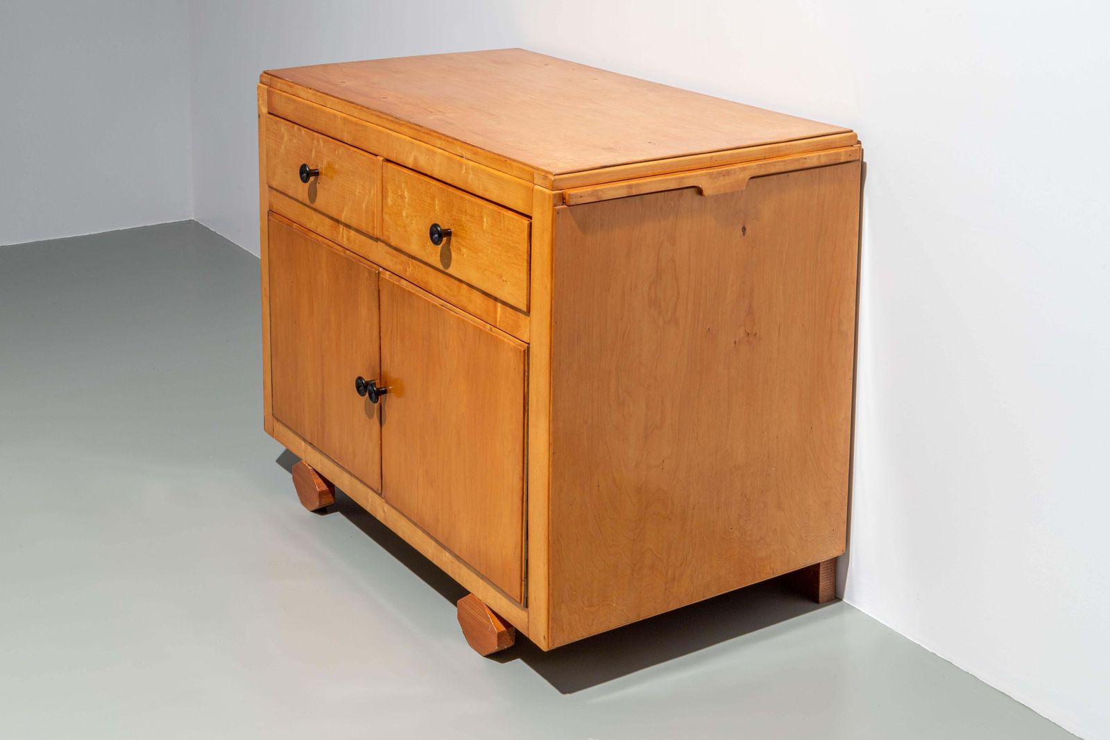 Small French Two Door Cabinet With Extractable Side Leafs In Wood, 1970's photo 1912.56