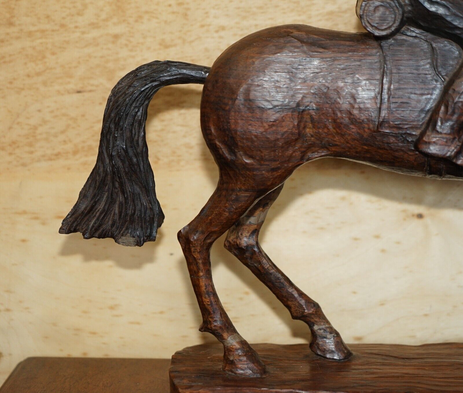 Hand Carved Signed Wakmaski 80 Large Wood Statue Of Soldier On A Horse Very Fine photo 1850.0