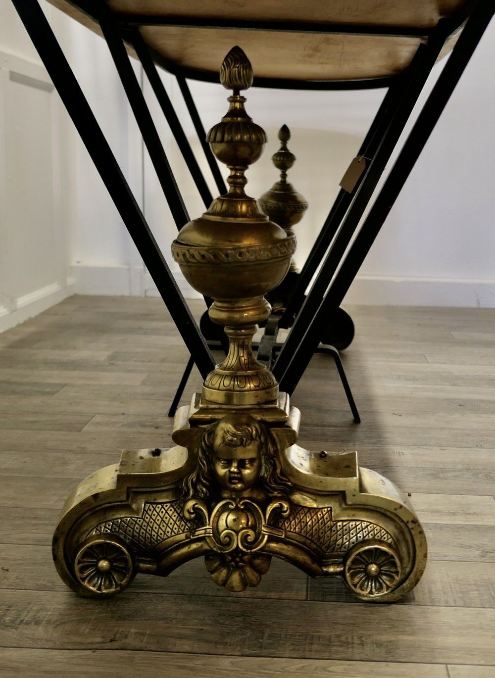 2280.0 French Brass And Iron Marble Top Centre Table photo