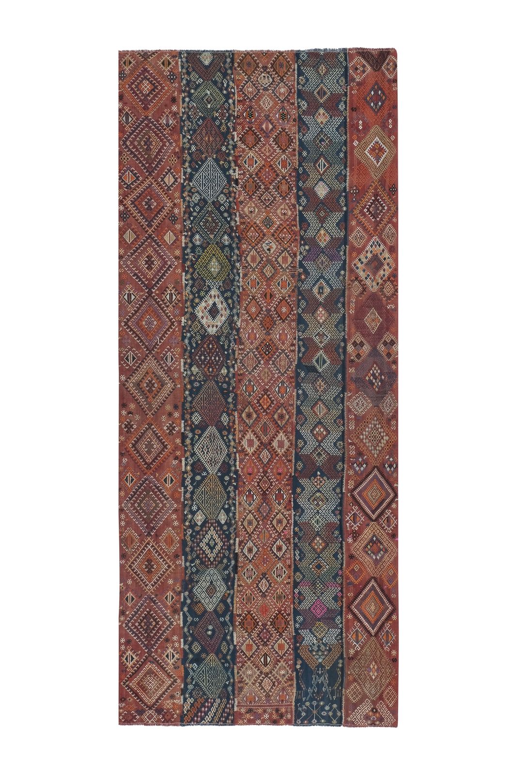 1960s Turkish Cicim Kilim Embroidered Rug 5'1" X 12'4"