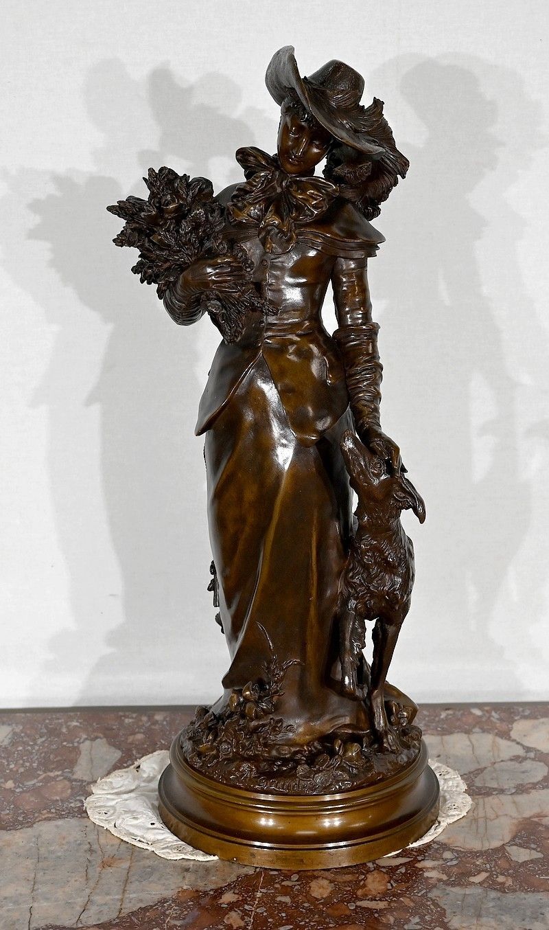 Important Bronze "The Elegant And Her Dog", By A. Gaudez, 19th Century