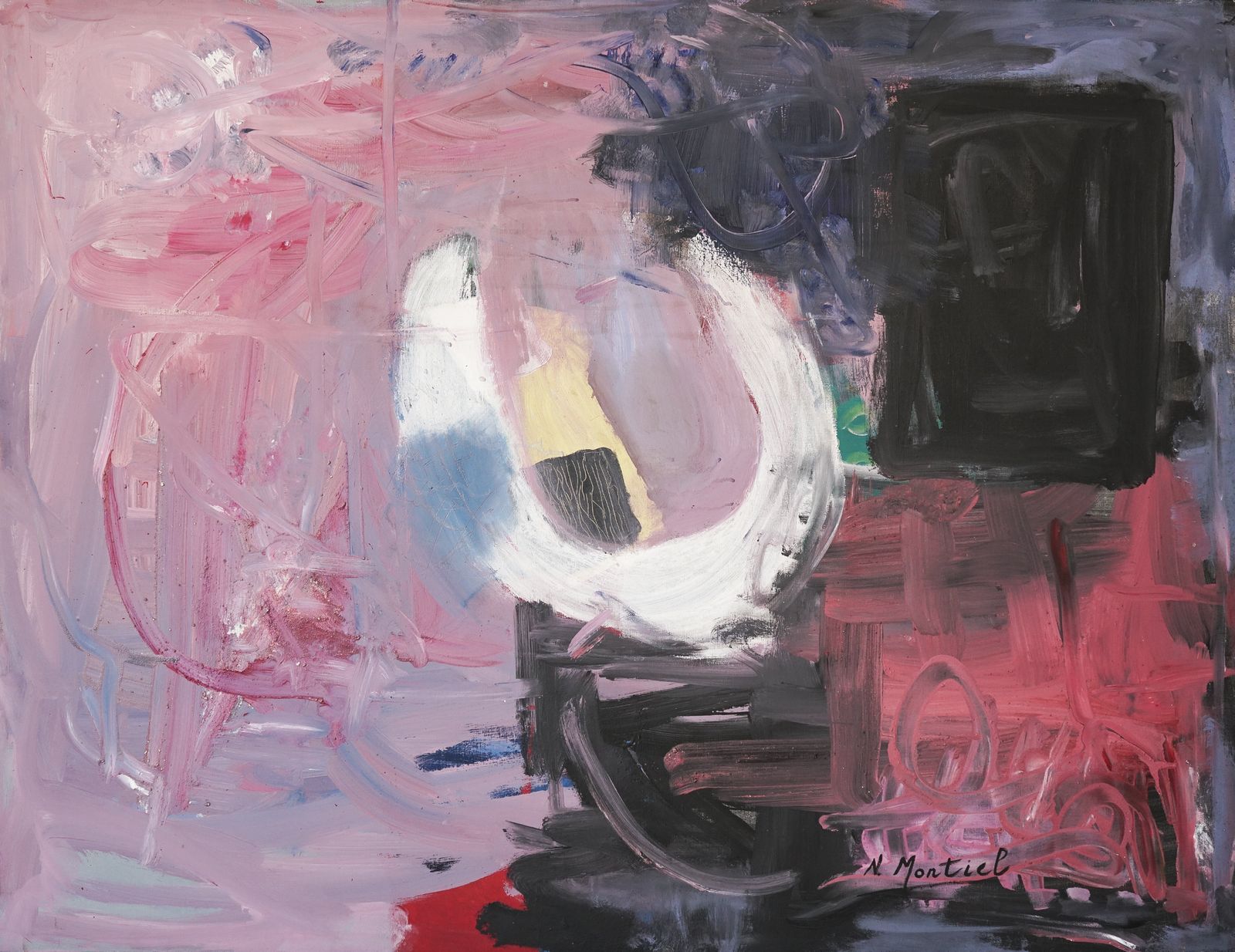 N. Montiel – Abstract, Jaren 1970, Olieverf Op Doek