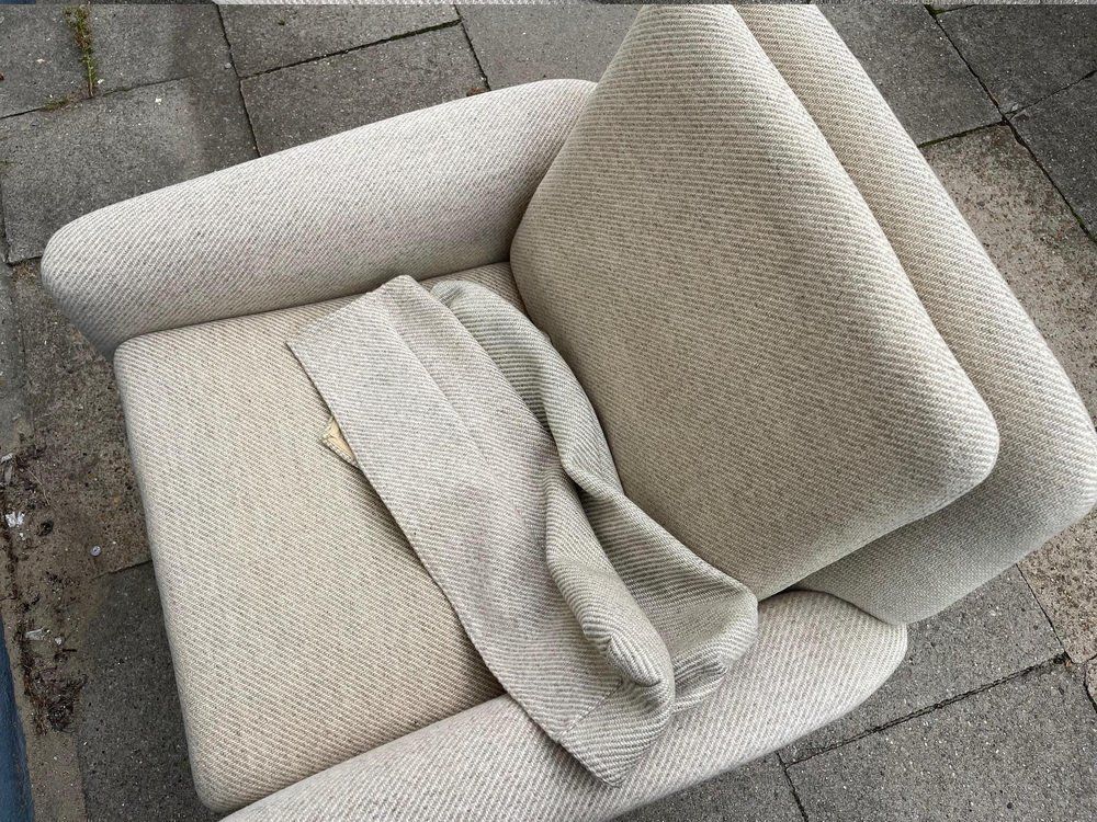 photo for sale Vintage Armchair In Off White Wool By Folke Ohlsson For Fritz Hansen, 1960s