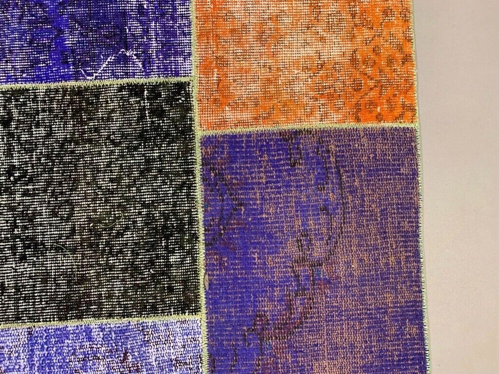 Distressed Vintage Turkish Patchwork Rug 221x150 Cm Wool Medium photo 250.0