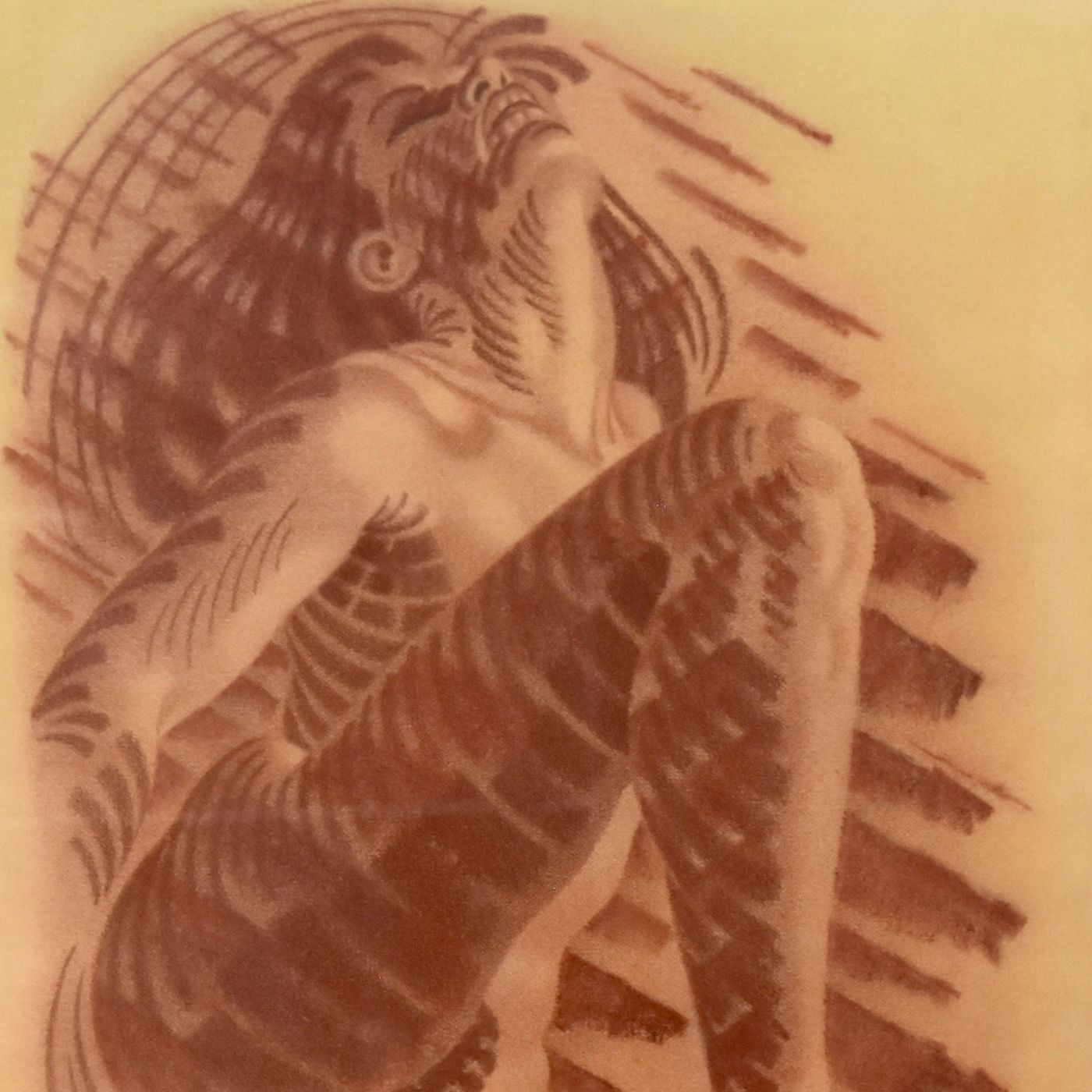 Woman In Charcoal And Sanguine French School Martinez photo for sale