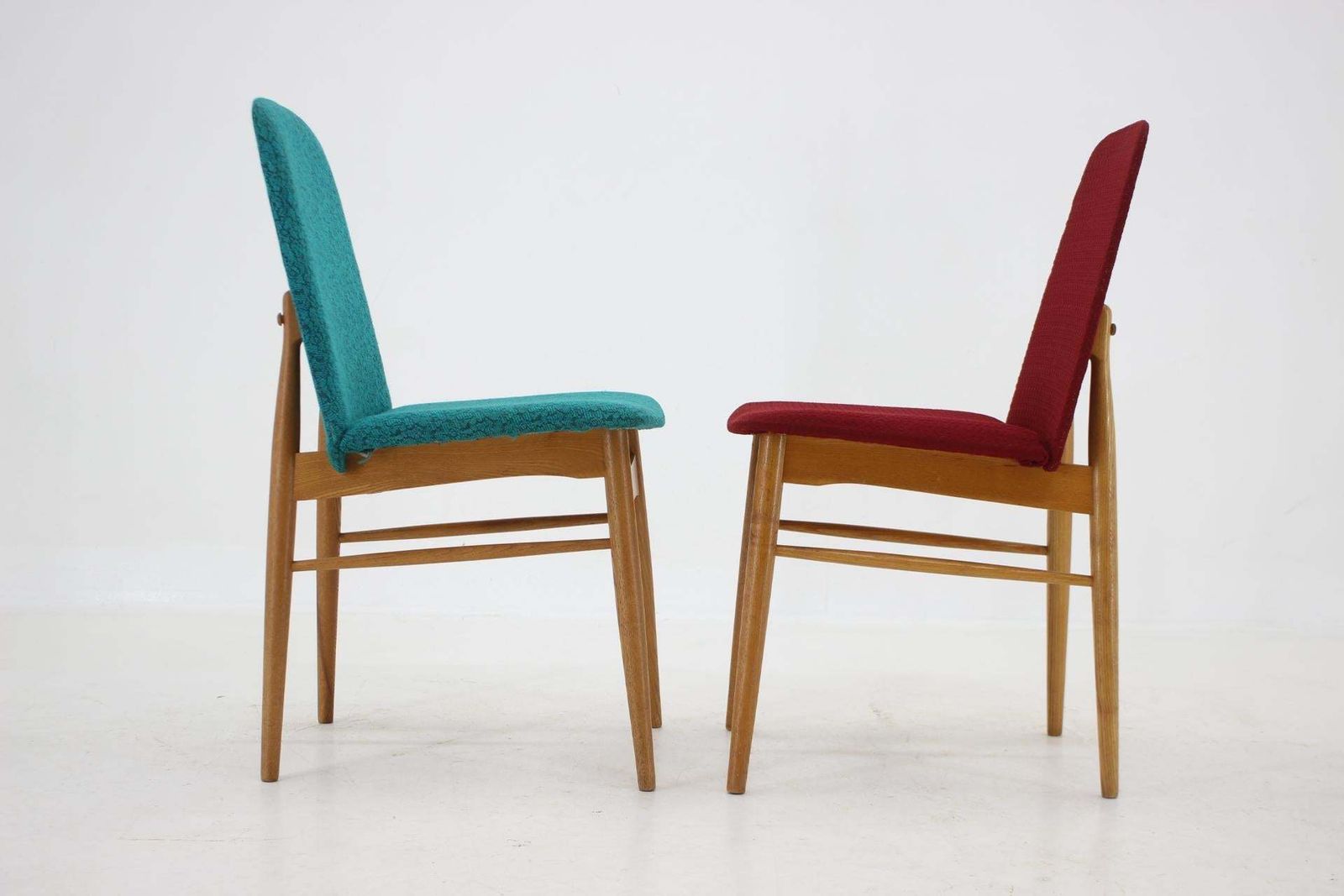 Furniture 1960s Set Of 6 Ash Dining Chairs ,Czechoslovakia photo