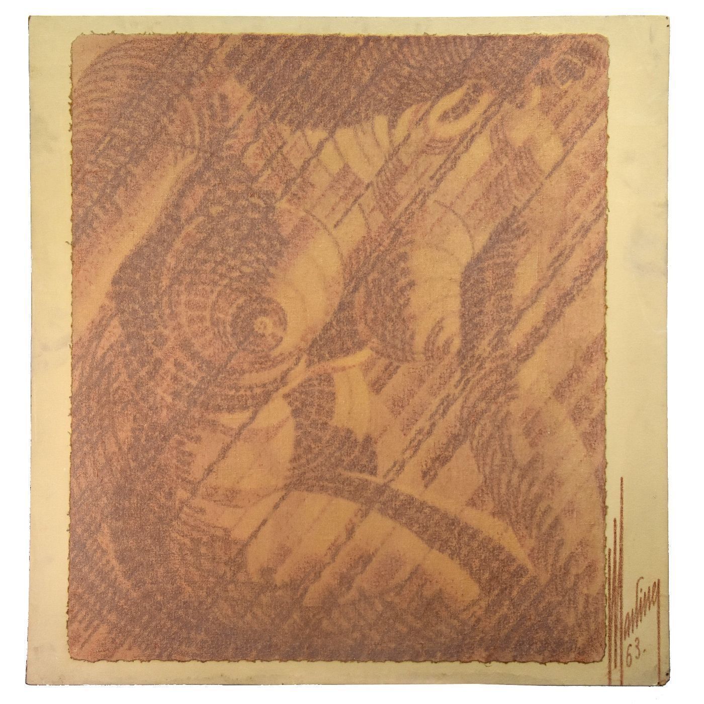 Charcoal And Sanguine Woman On Textile French School Martinez