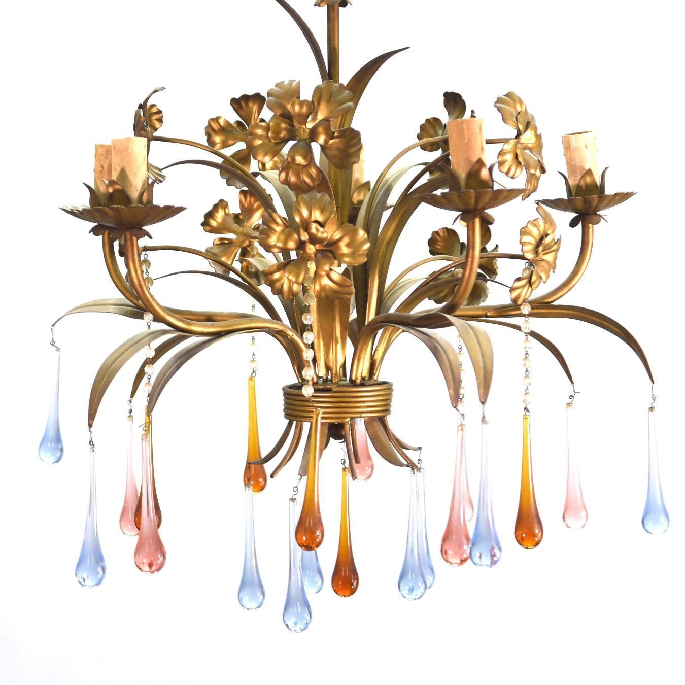 Pair Of Chandeliers With Tassels And Colored Pears photo furniture