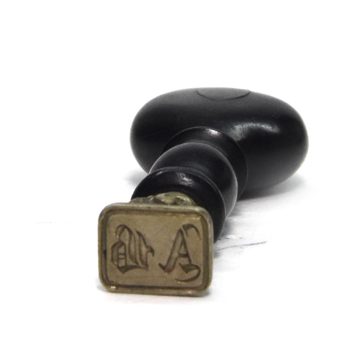 Antique Seal In Ebony And Silver Metal photo for sale
