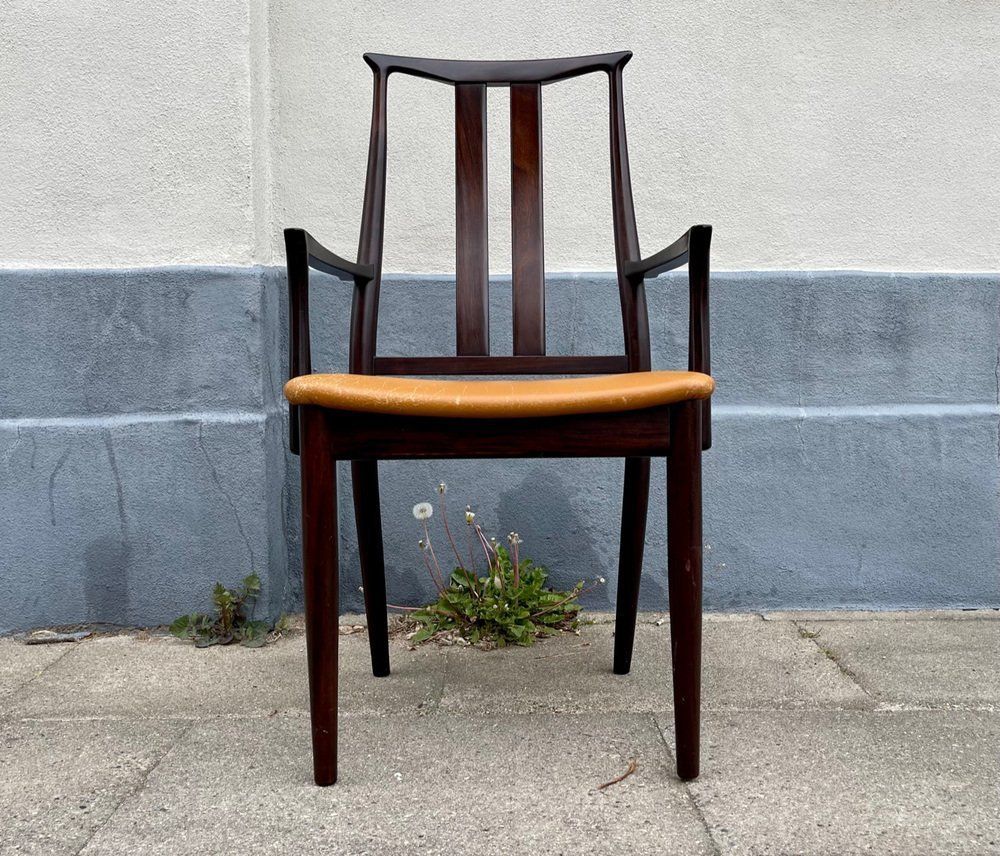 Scandinavian Modern Mahogany And Leather Armchair From Dof, 1970s