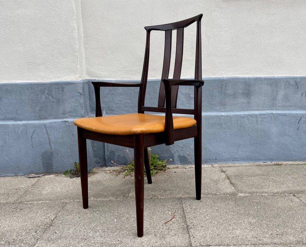 Scandinavian Modern Mahogany And Leather Armchair From Dof, 1970s photo for sale