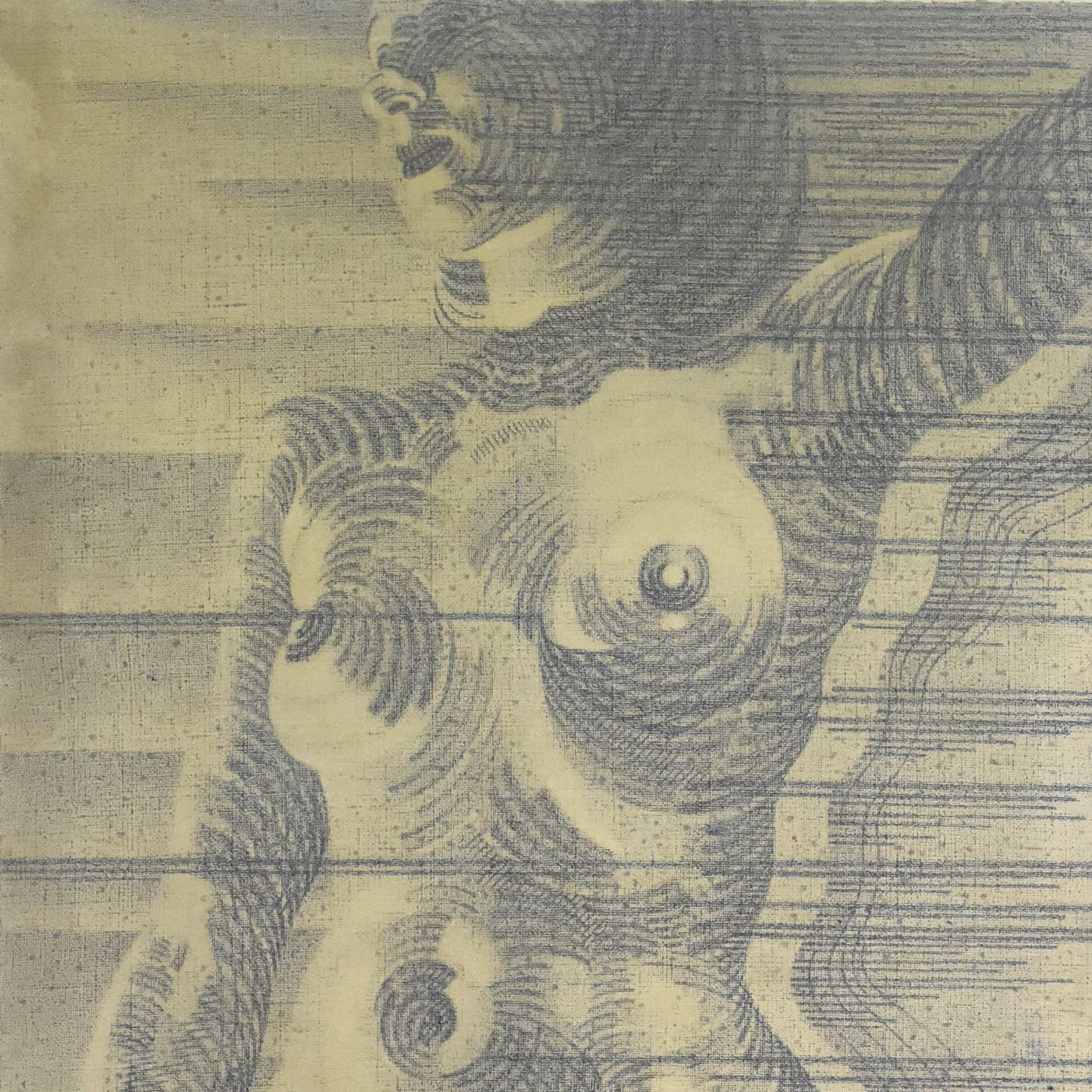 Charcoal And Sanguine Woman On Textile French School Martinez