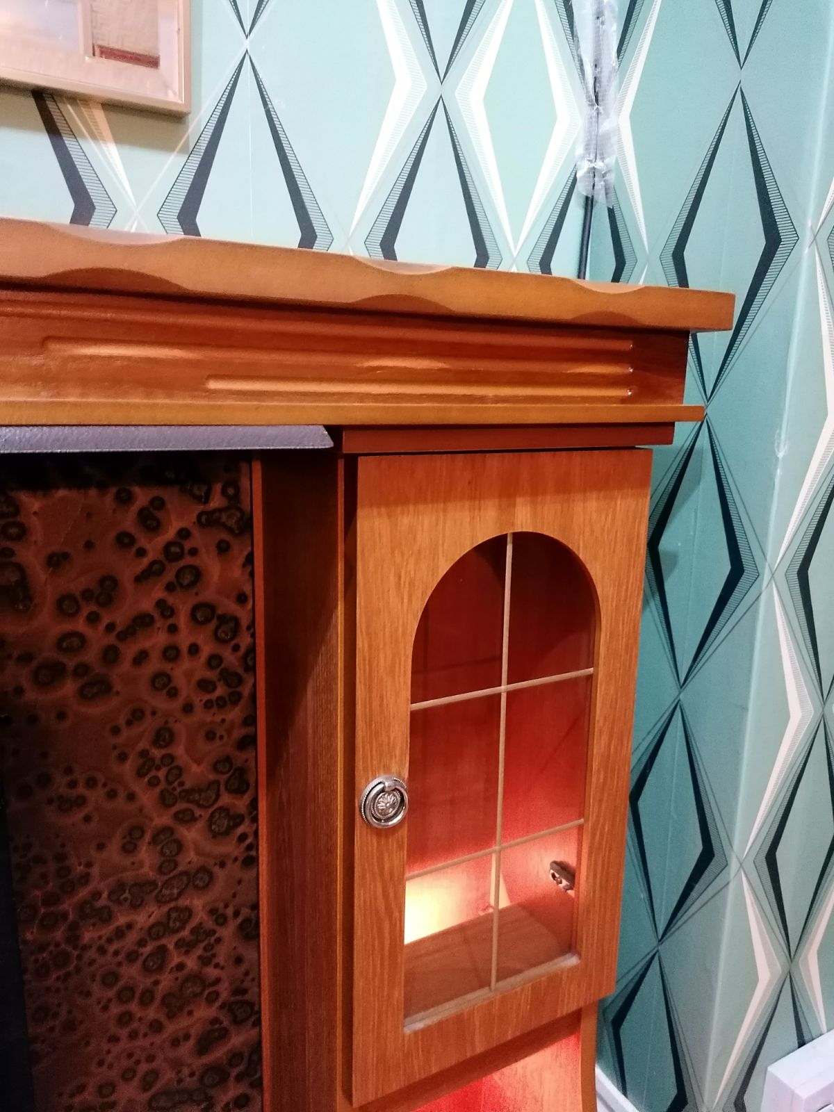 photo furniture Fire Surround Display Unit Illumination In Storage Shelf Space
