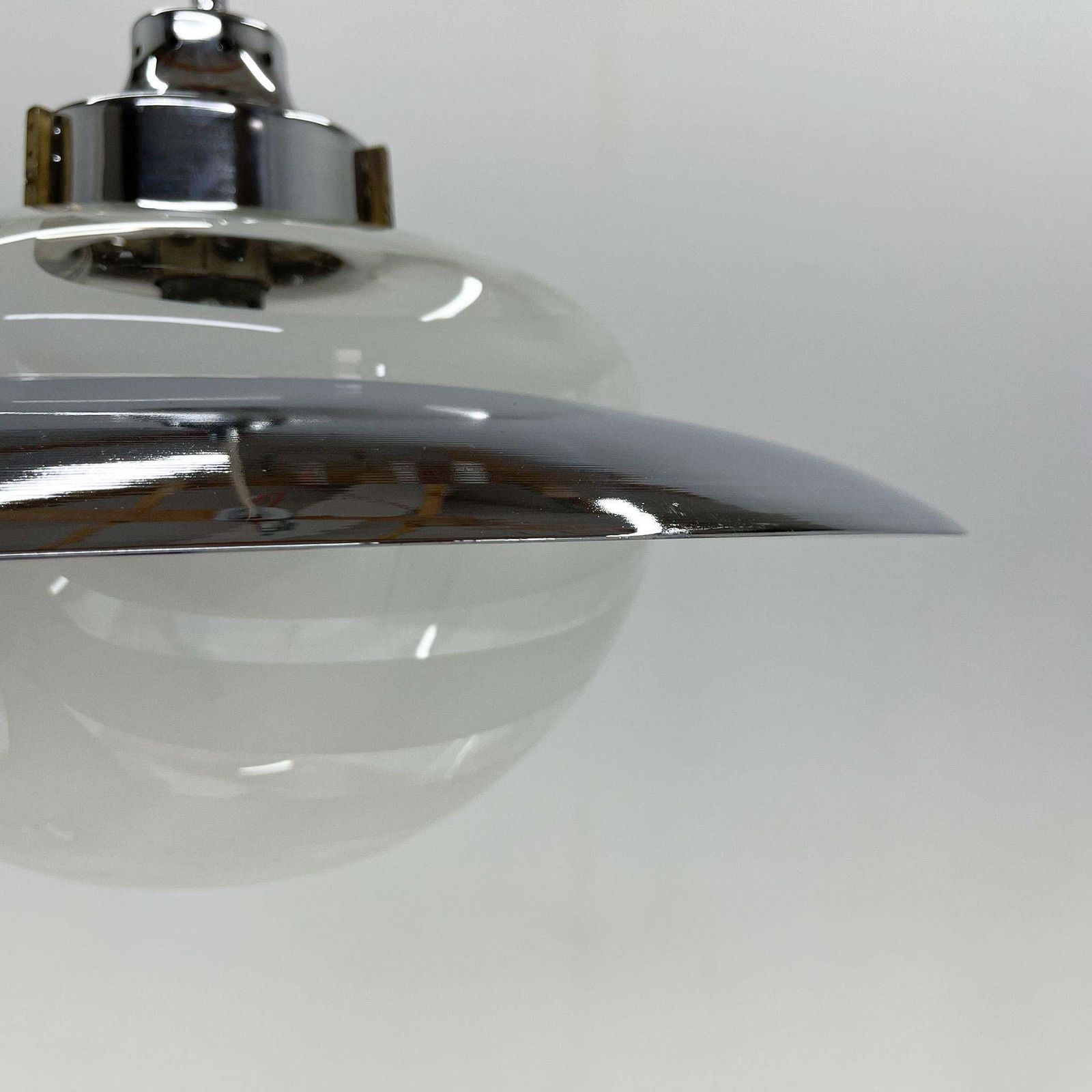 1970's Italian Murano Glass And Chrome Pendant 'Saturn' photo vintage