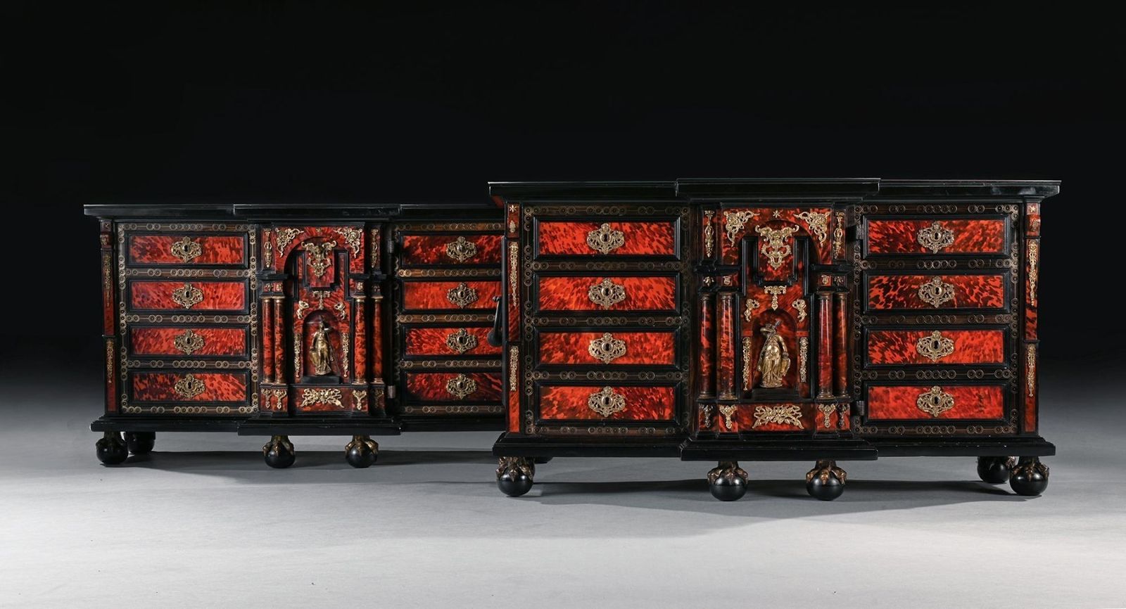 Rare Pair Of 17th Century Spanish Baroque Gilt Bronze Mounted Ebonised And Tortoiseshell Cabinets photo 26500.0