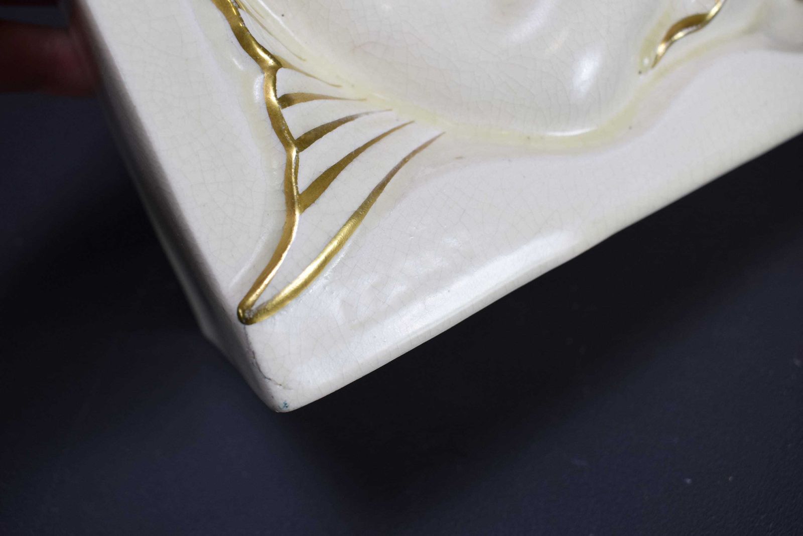 photo for sale Art Deco Pair Of Mermaid Bookends By Lejan Orchies White Ceramic