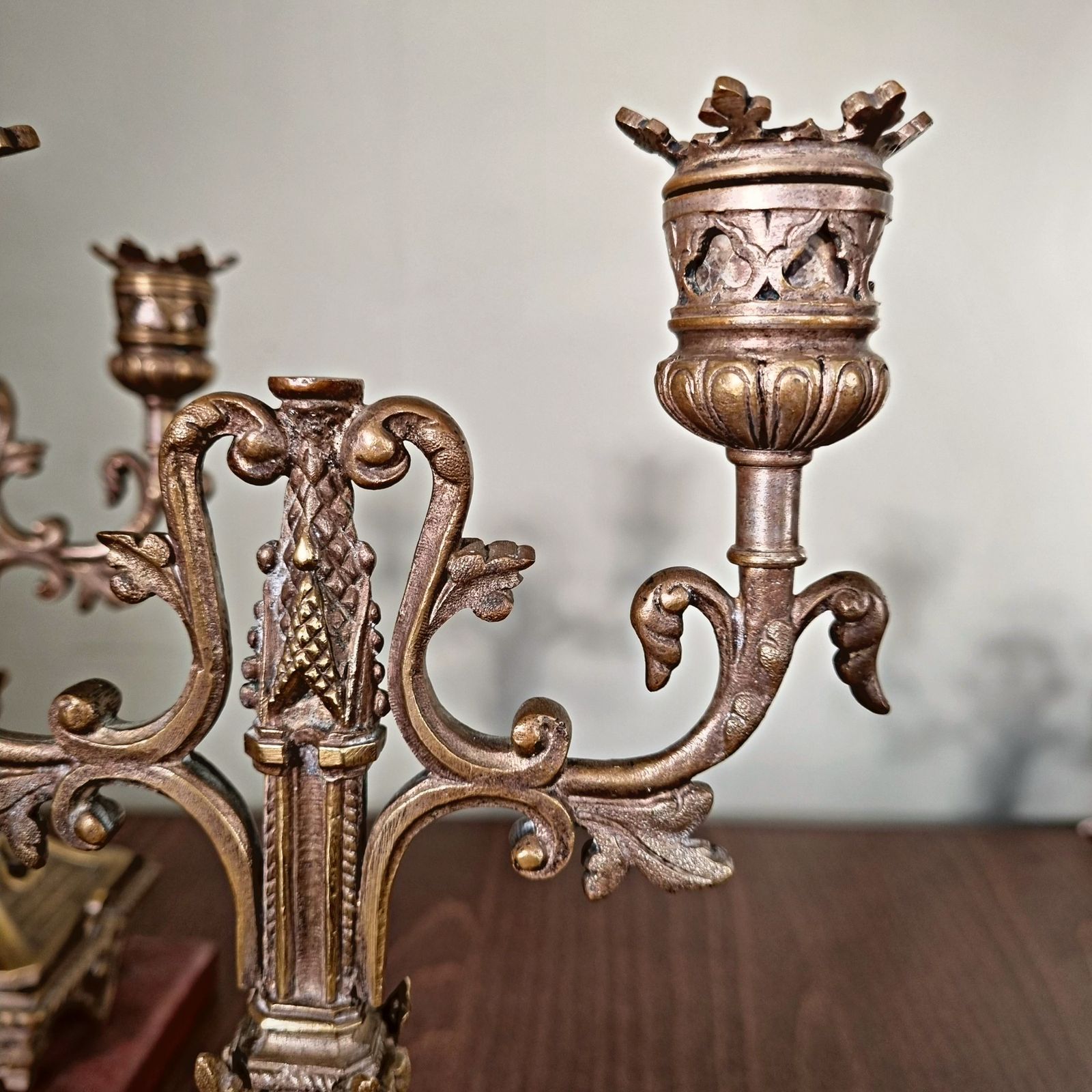 Pair Of 19th Century Candelabra On Marble photo Home Decor
