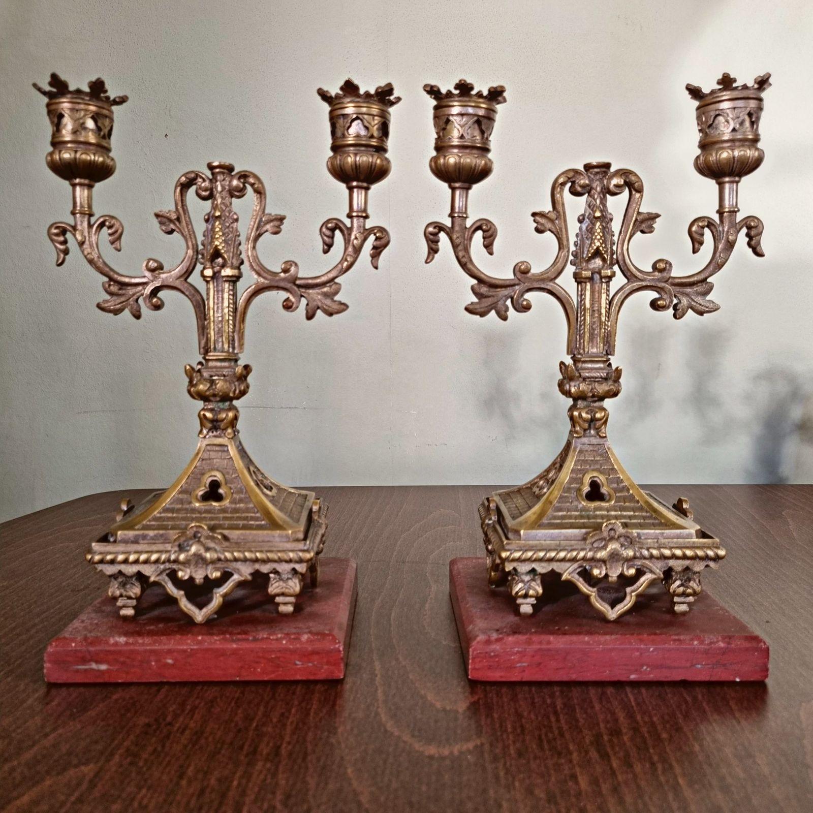 photo for sale Pair Of 19th Century Candelabra On Marble