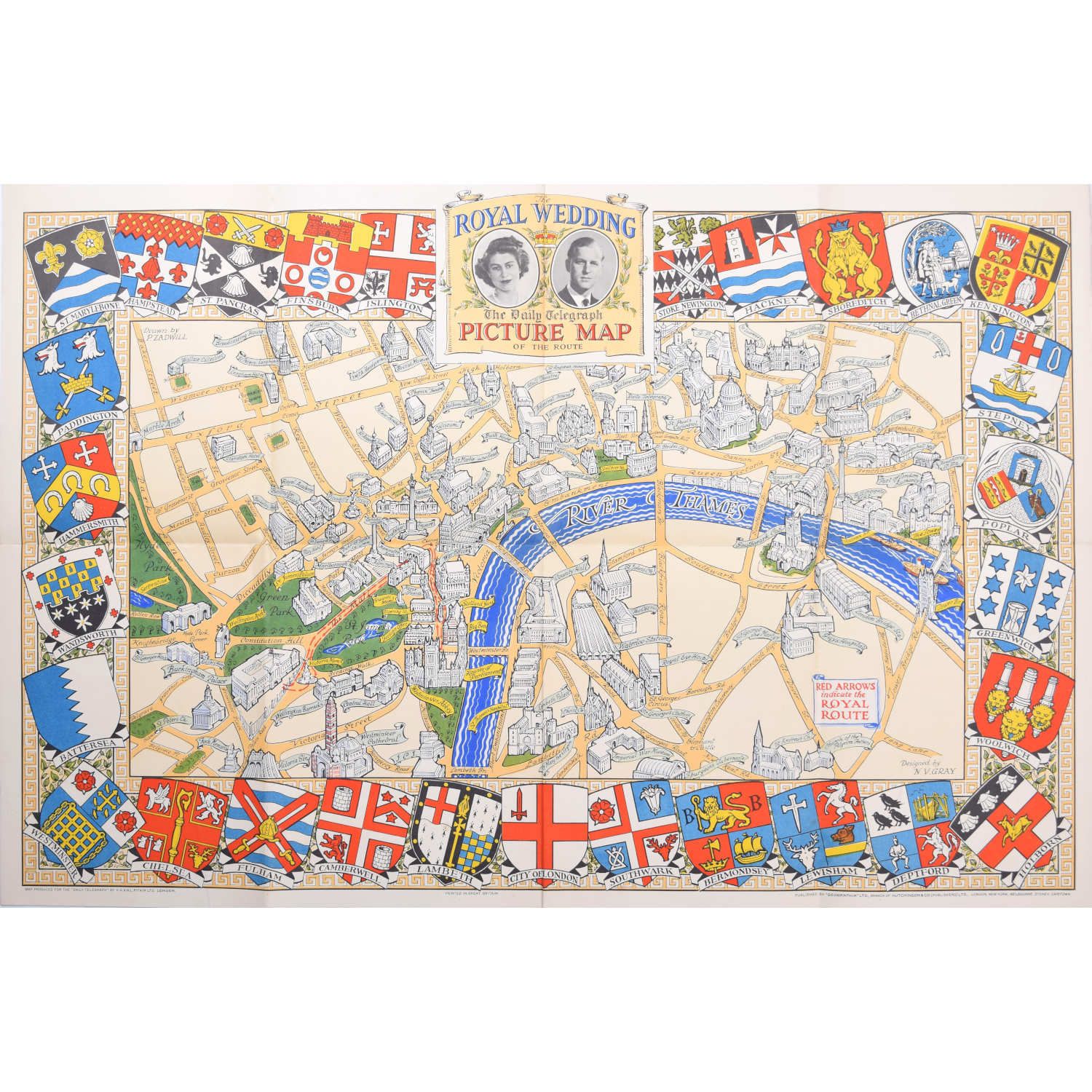 The Royal Wedding: Picture Map Of The Route Through London (1947)