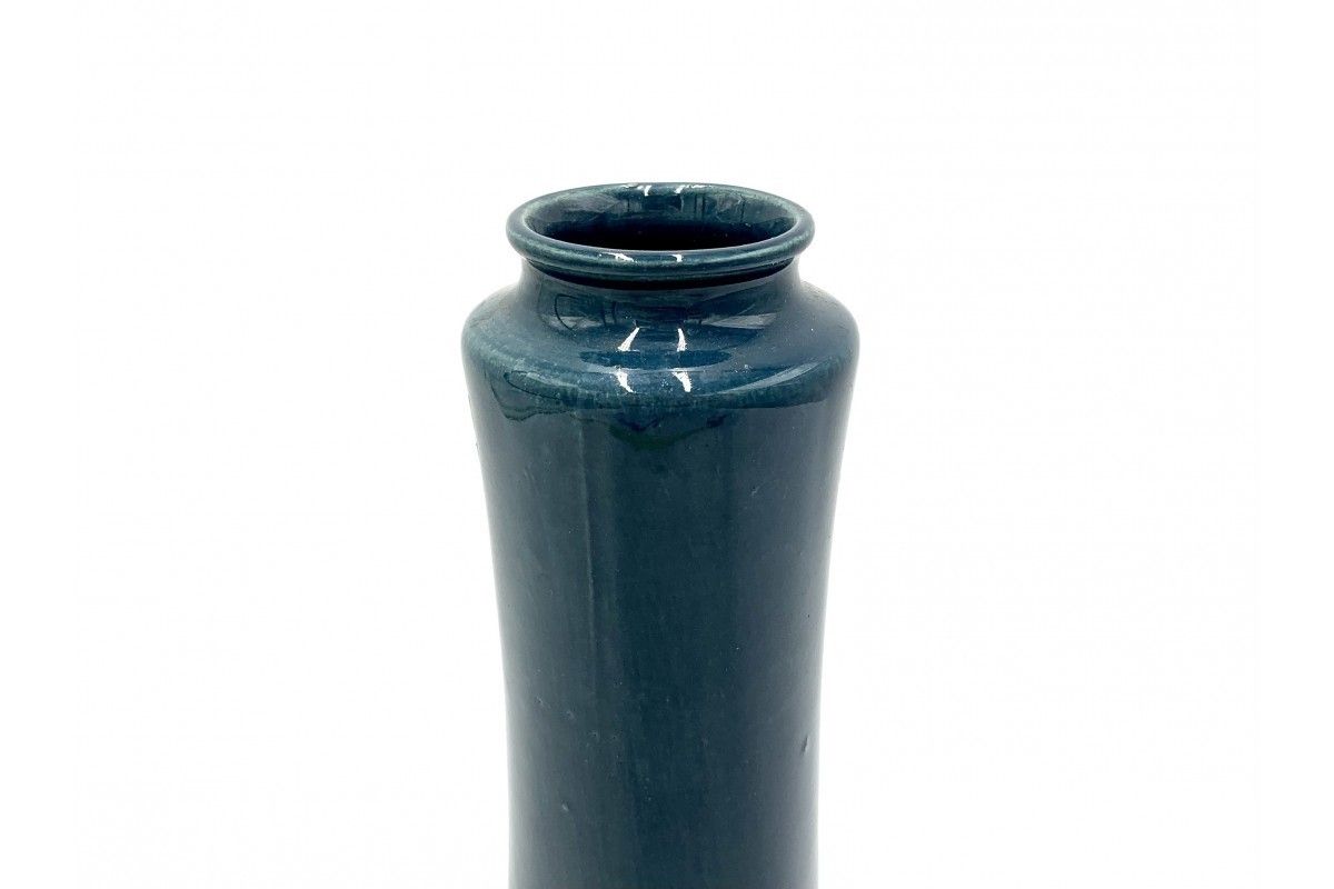 A Turquoise Vase, Bolesławiec, Poland, 1980s photo Home Decor