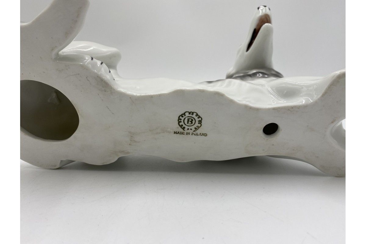 Porcelain Figurine Of Russian Borzoi Greyhound, Bogucice, 1960s photo vinterior