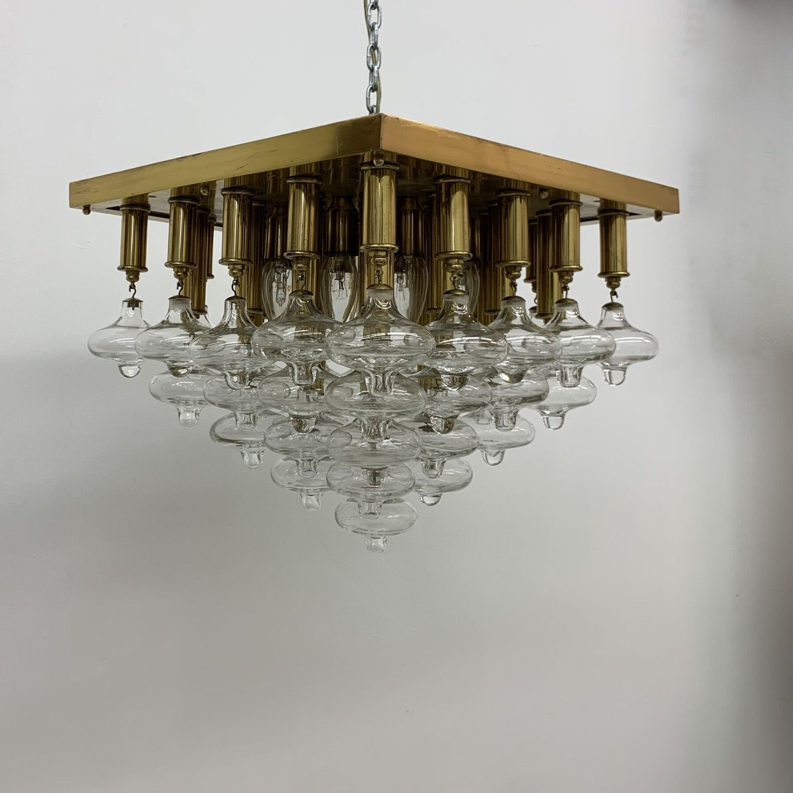 photo for sale Mid Century Design Zeldzame Kalmar Gouden Plafondlamp, Jaren 1970