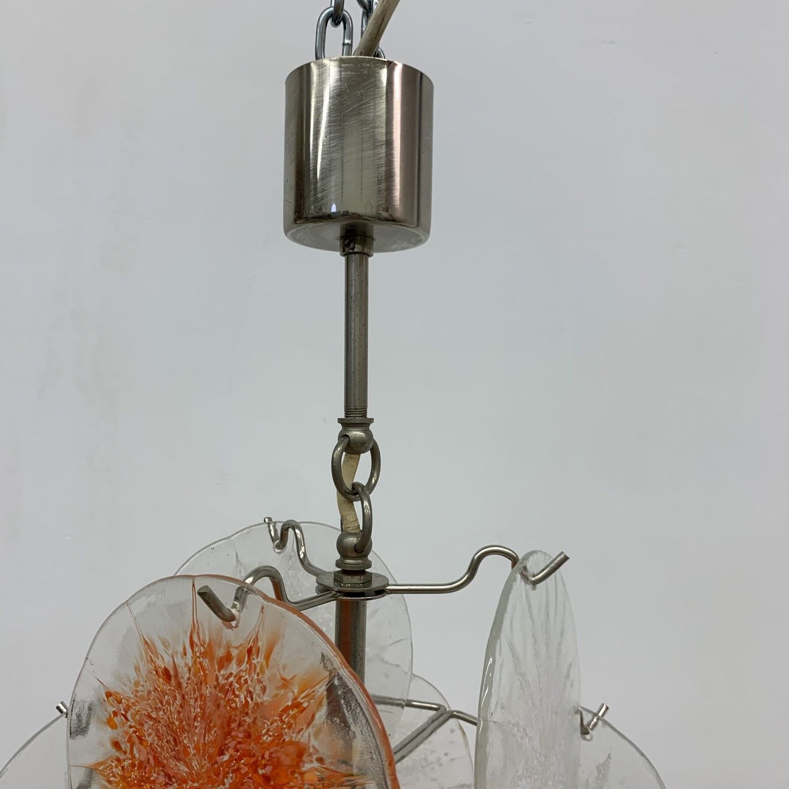 photo for sale Mid Century Design Glass Disc Chandelier By Vistosi, 1970s
