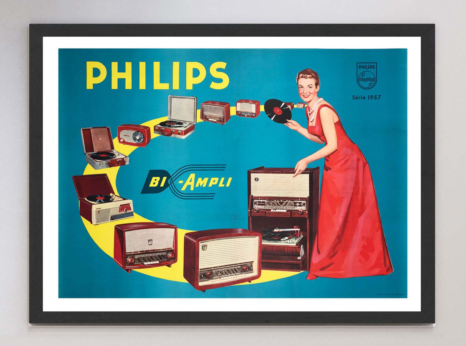 Philips   Bi Ampli Radio Original Vintage Poster photo furniture