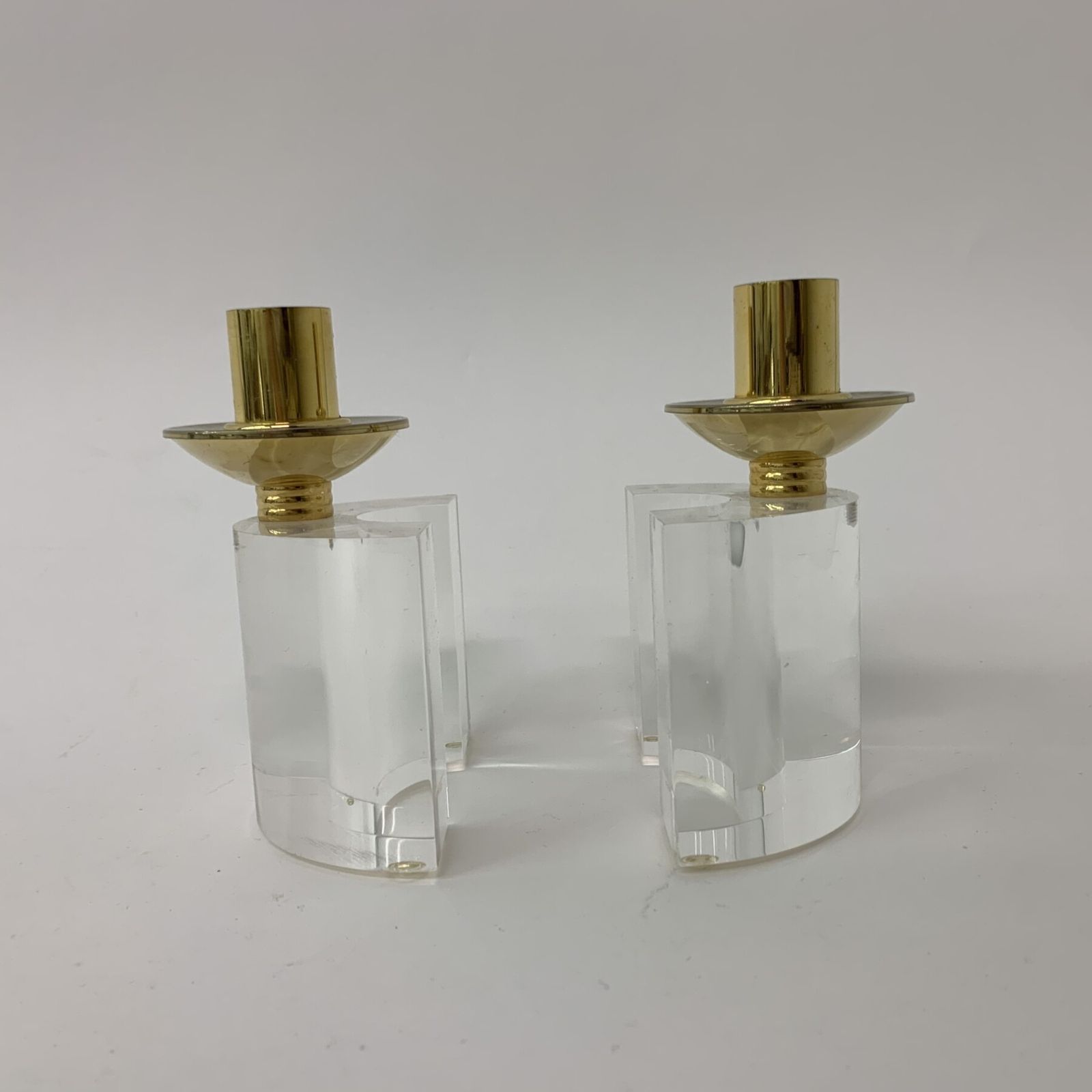 Woonaccessoires Set Van 2 Lucite Kandelaars, Ca. Jaren 1970 photo