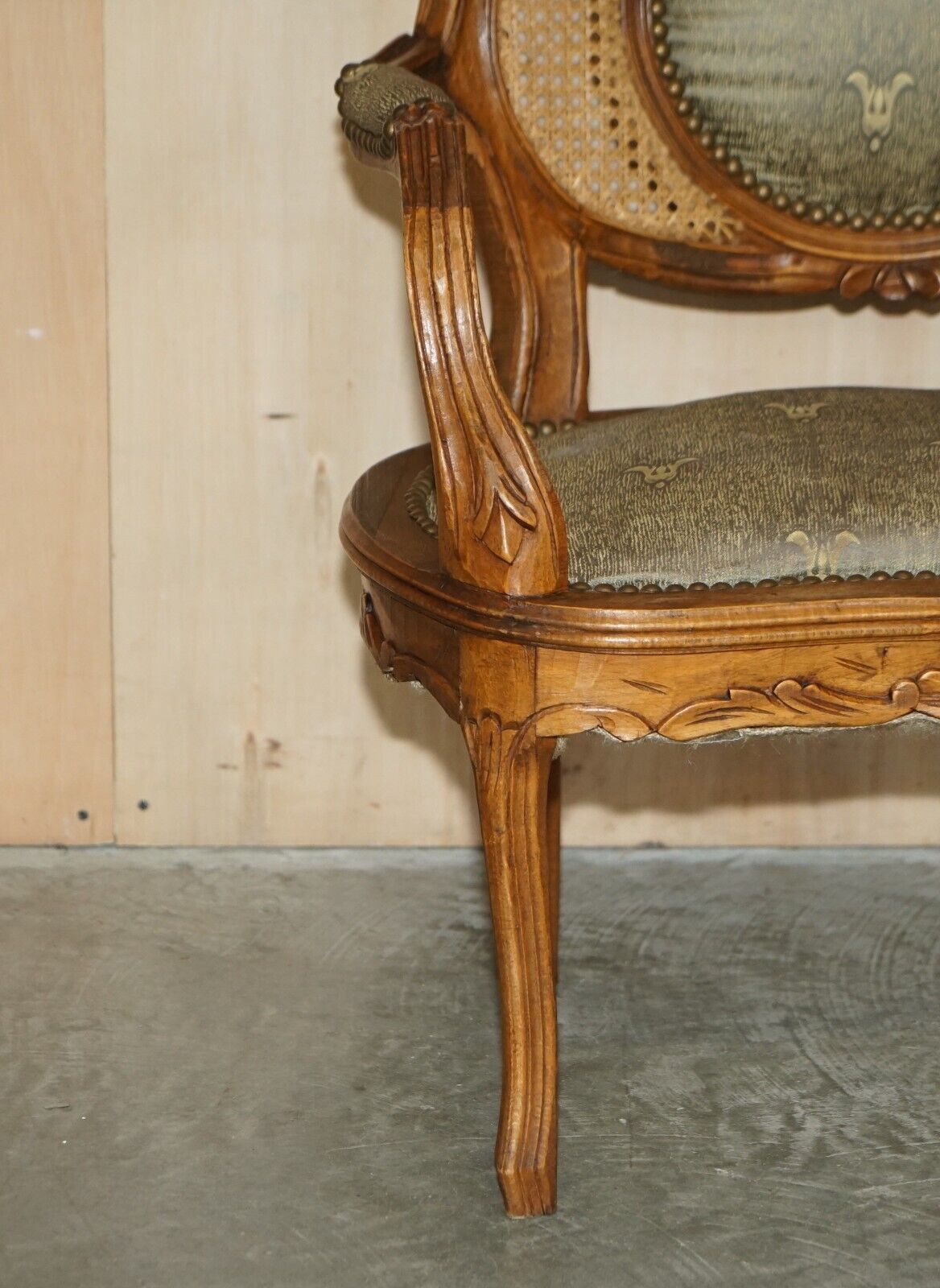 Antique Pair Of Napoleon III Circa 1890 Bergere Armchairs & Matching Table photo vinterior