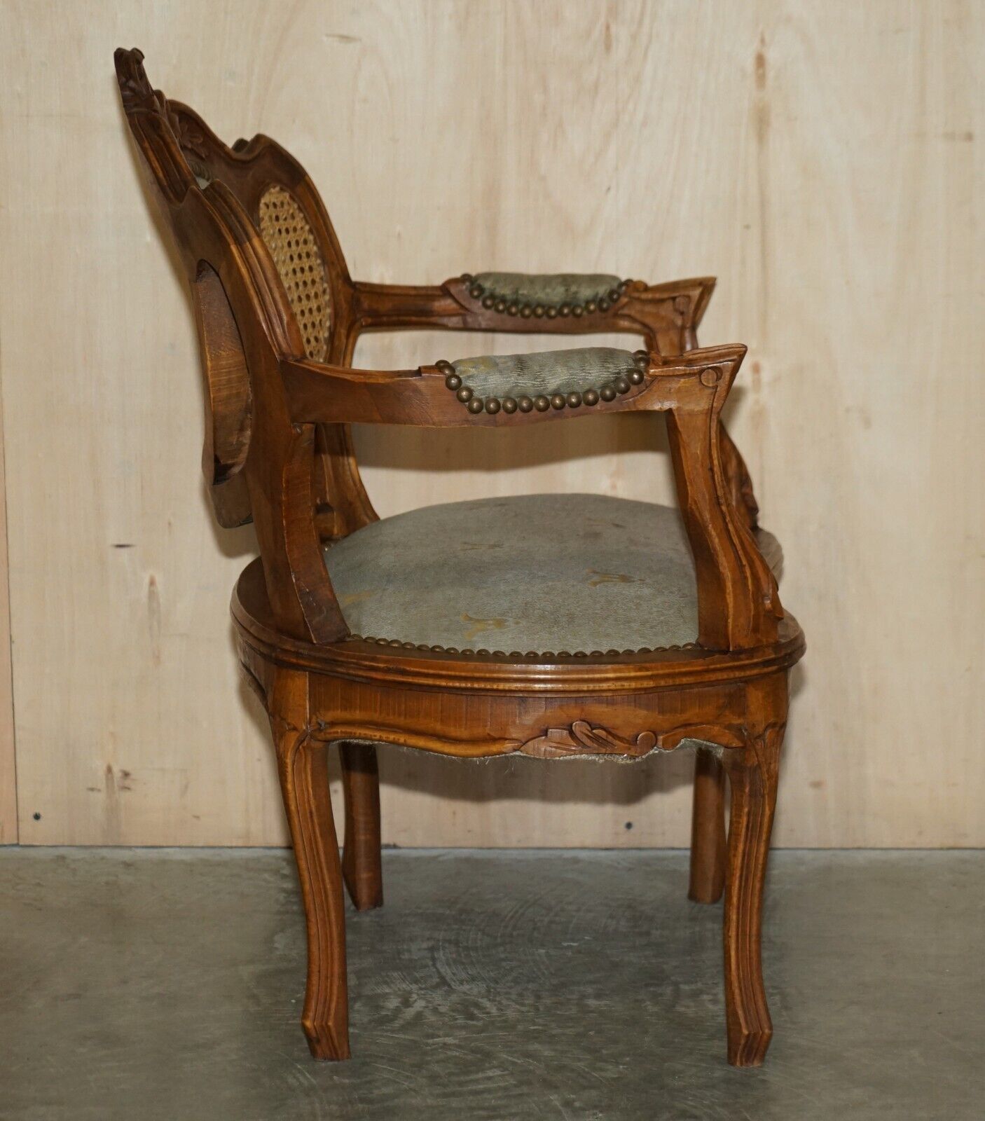 Antique Pair Of Napoleon III Circa 1890 Bergere Armchairs & Matching Table photo vintage