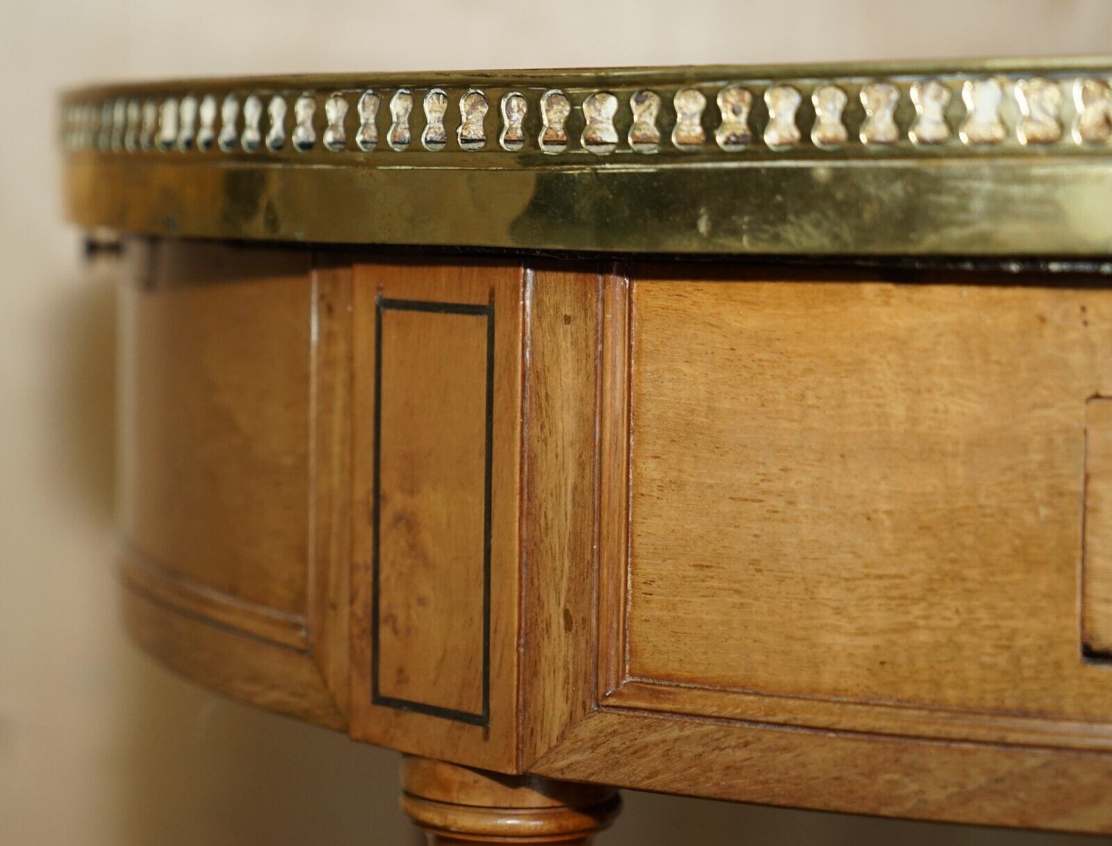 Restored Antique Napoleon III Occasional Table Brown Leather Top Butlers Trays photo vinterior
