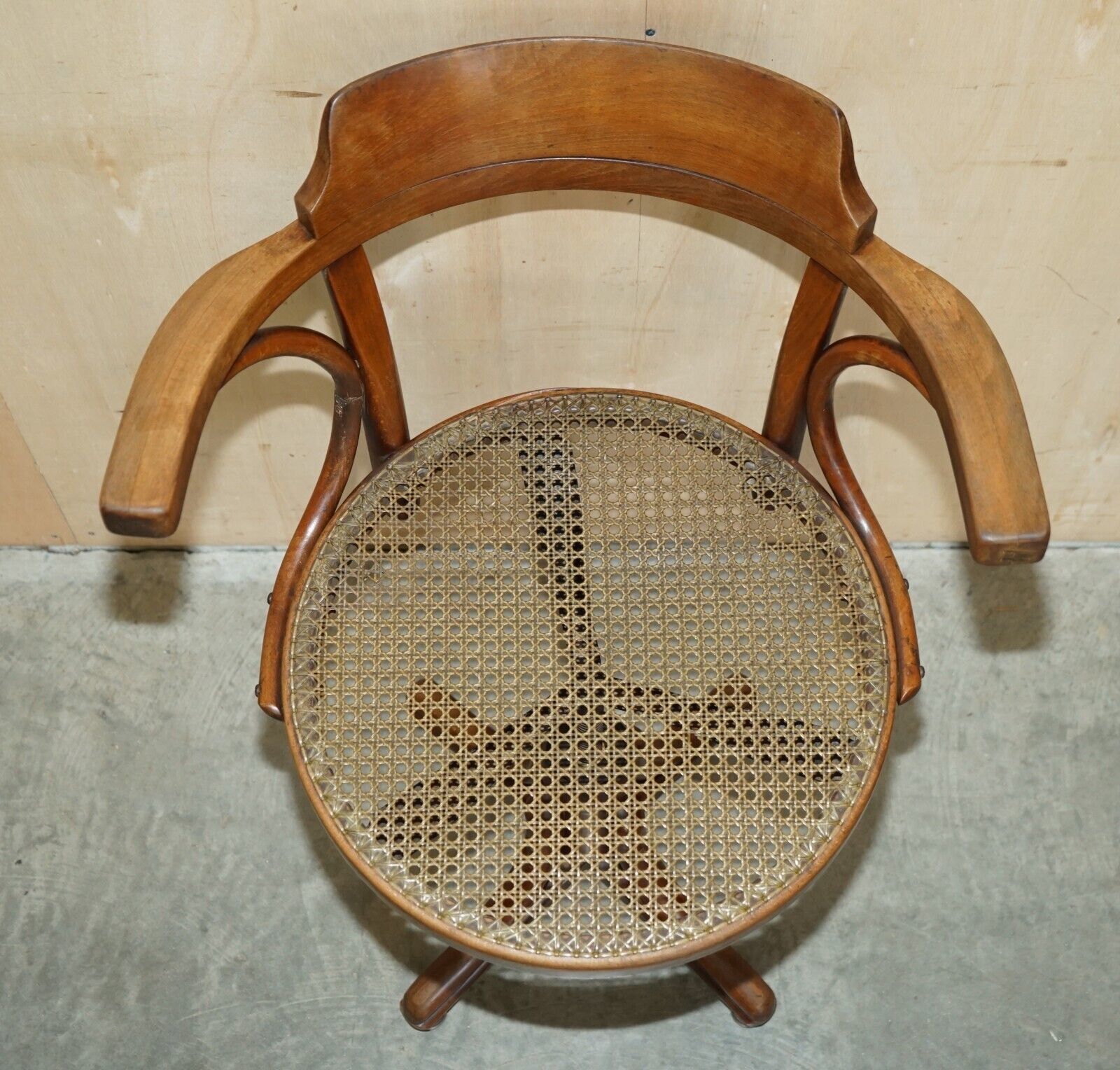 Original Antique Thonet Swivel Bergere Desk Captains Armchair Model Number 3 photo vinterior