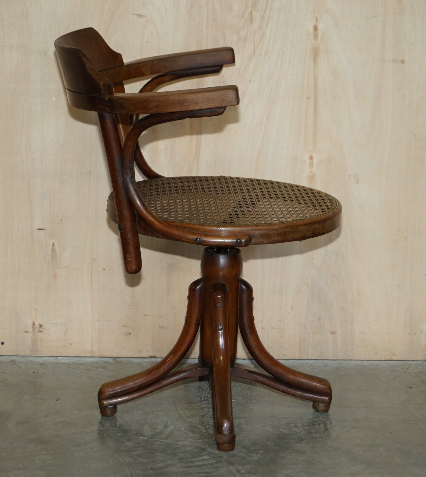 photo for sale Original Antique Thonet Swivel Bergere Desk Captains Armchair Model Number 3