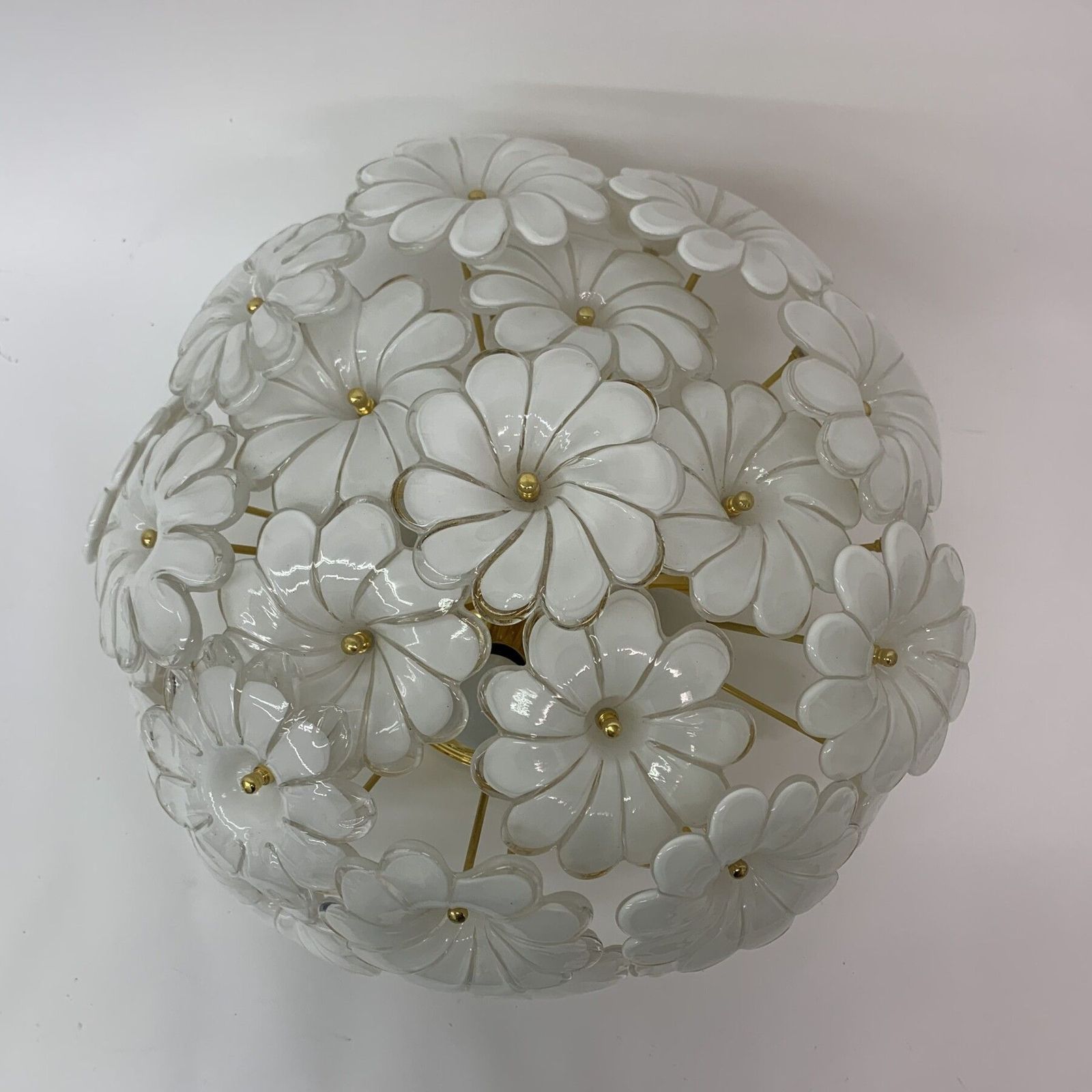 Murano Glazen Bloem Plafondlamp, Italiaans, Jaren 1970 photo 1602.08