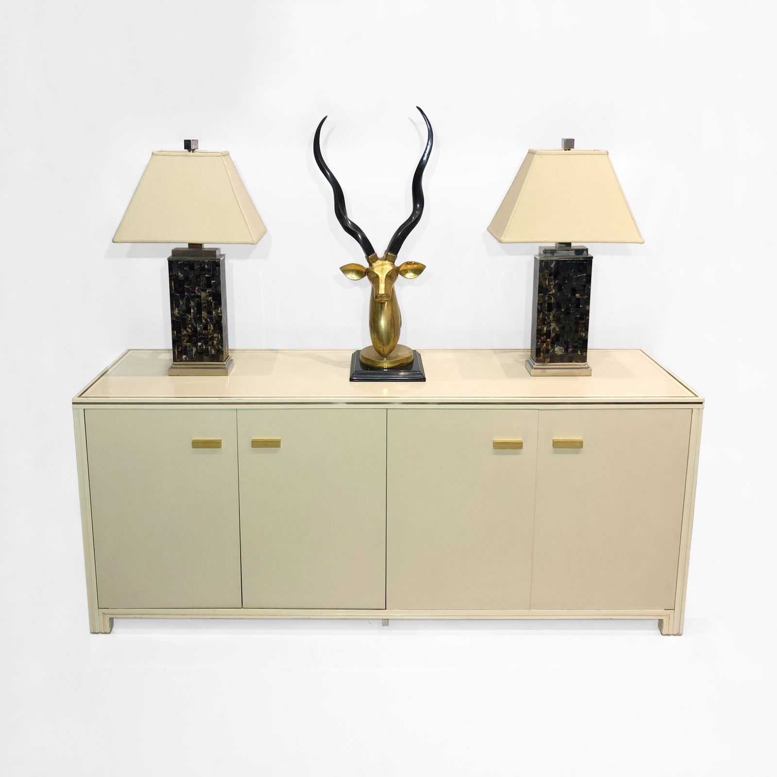 2650.0 Brass Antelope Head Sculpture 1970s Kudu Hollywood Regency Karl Springer Horns photo