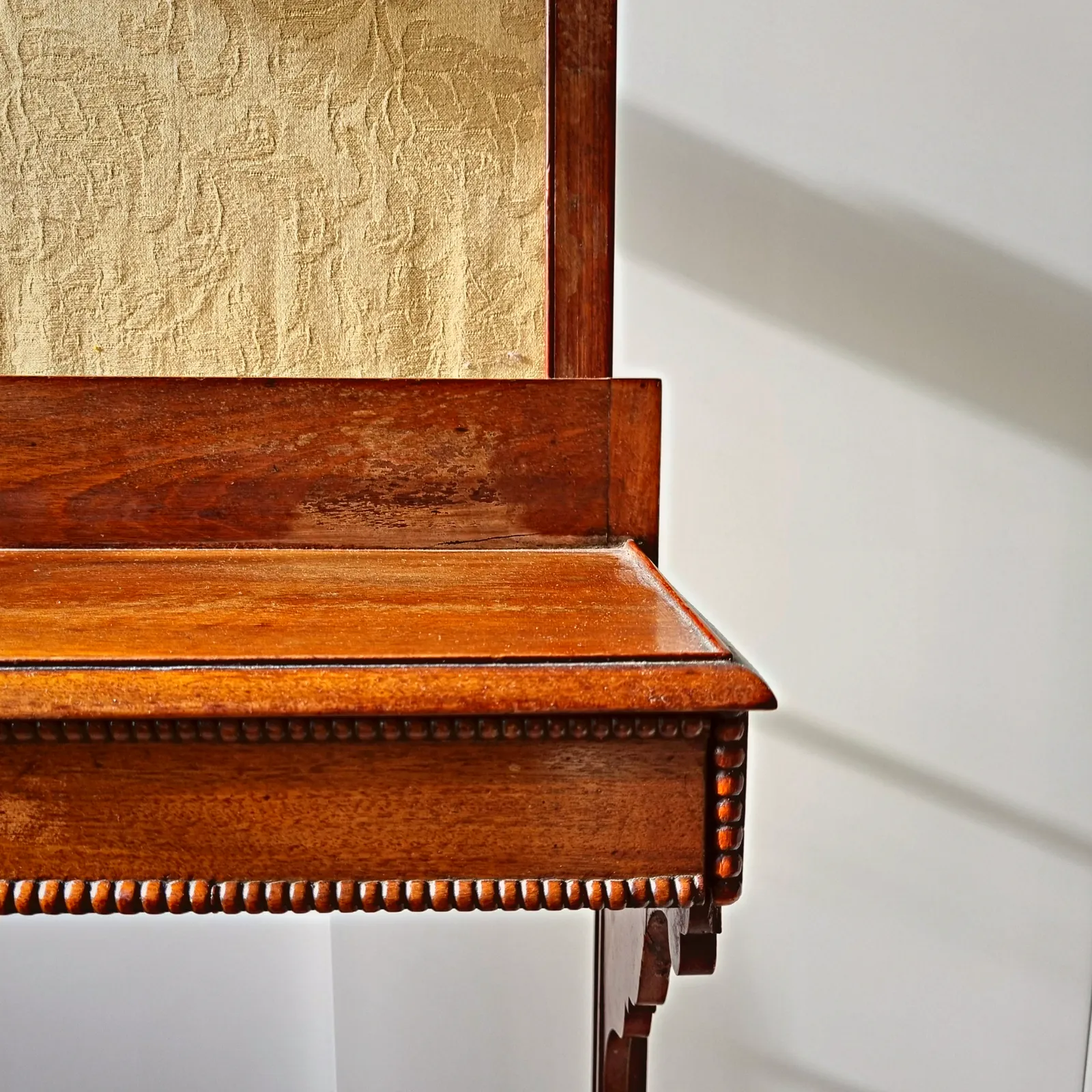 19th Century Antique Mahogany Wood Fire Screen Table | Rising Fabric Panel And Secret Drawer | Circa 1800s | Dressing Jewellery photo buy